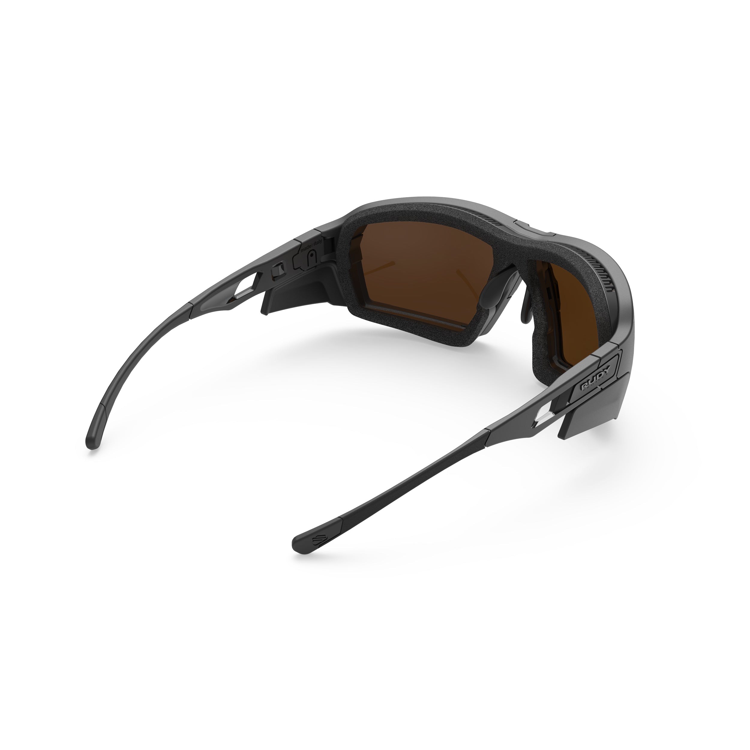 Rudy Project Agent Q Matte Black mirrored hi-altitude performance sunglasses – rear view