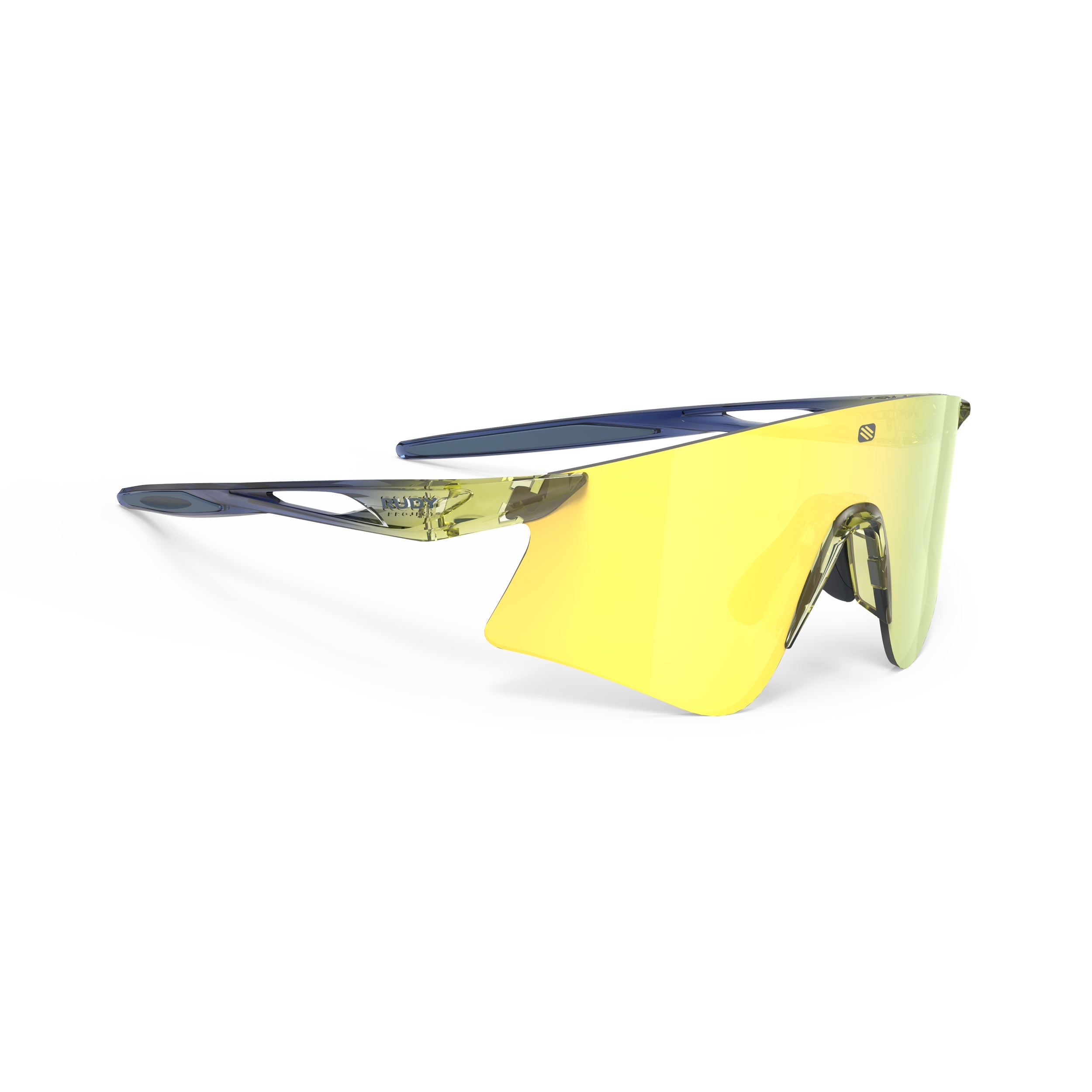 Rudy Project Astral Crystal Apple Green Fade Crystal Blue Avio mirrored multilaser yellow performance sunglasses – front view