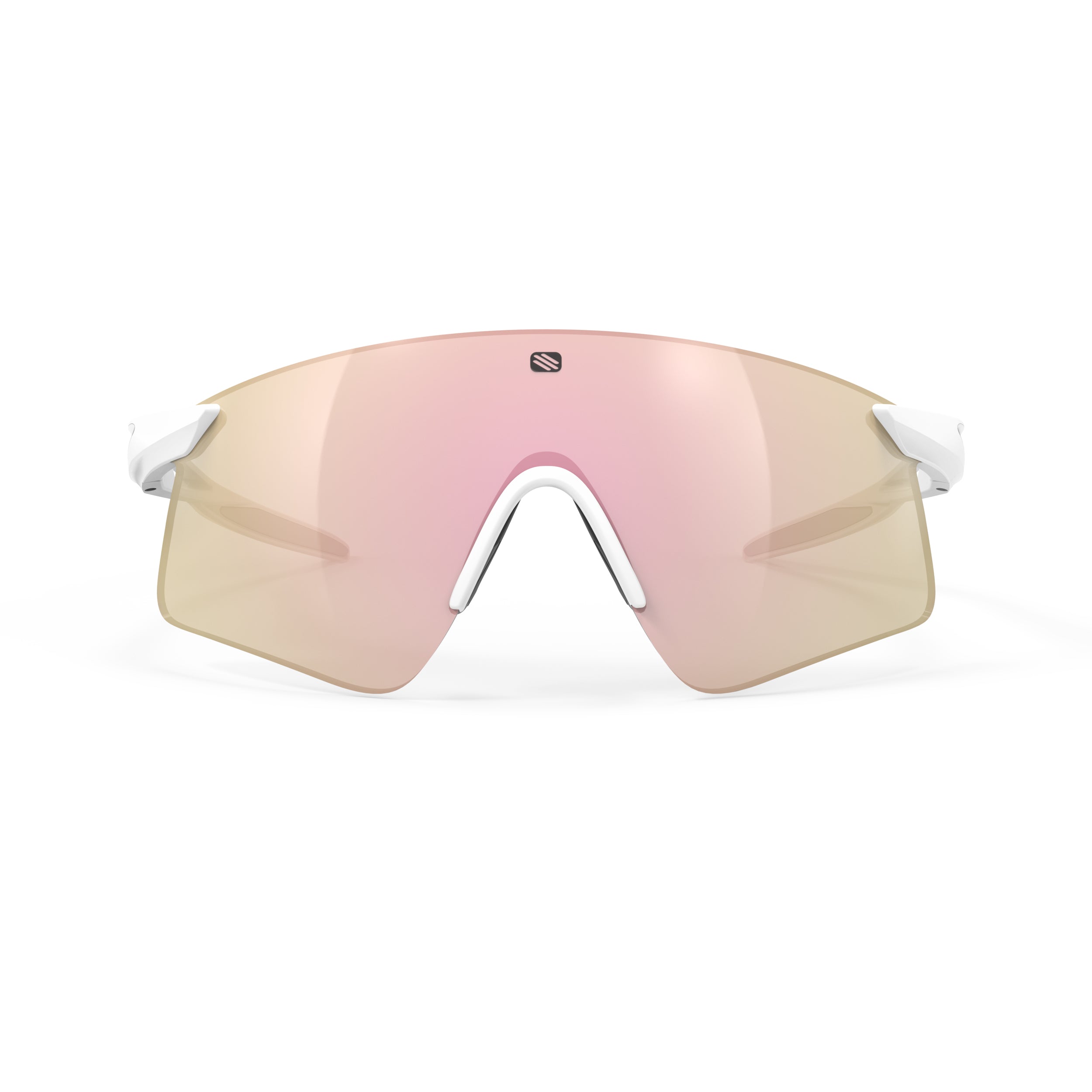 Rudy Project Astral Sphere White Matte Frame Mirorred Multilaser Rosegold Performance Sunglasses – front view, alternate angle