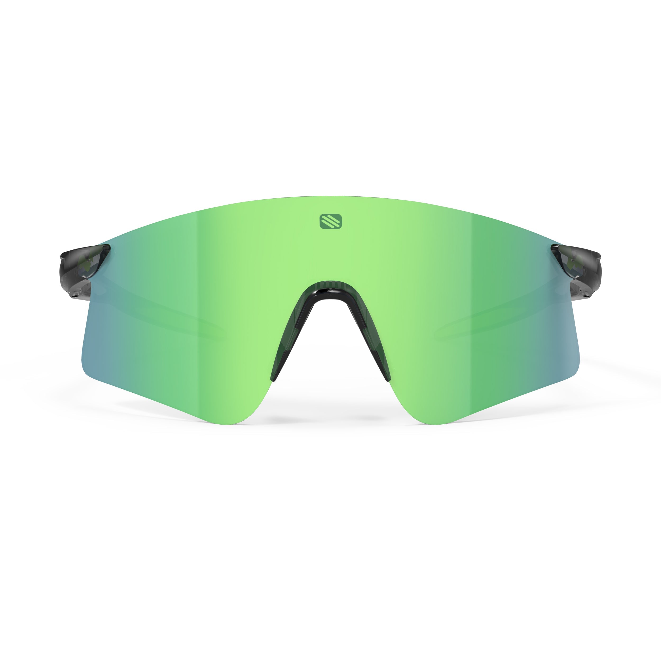 Rudy Project Astral X Crystal Ash mirrored multilaser green performance sunglasses – front view, alternate angle