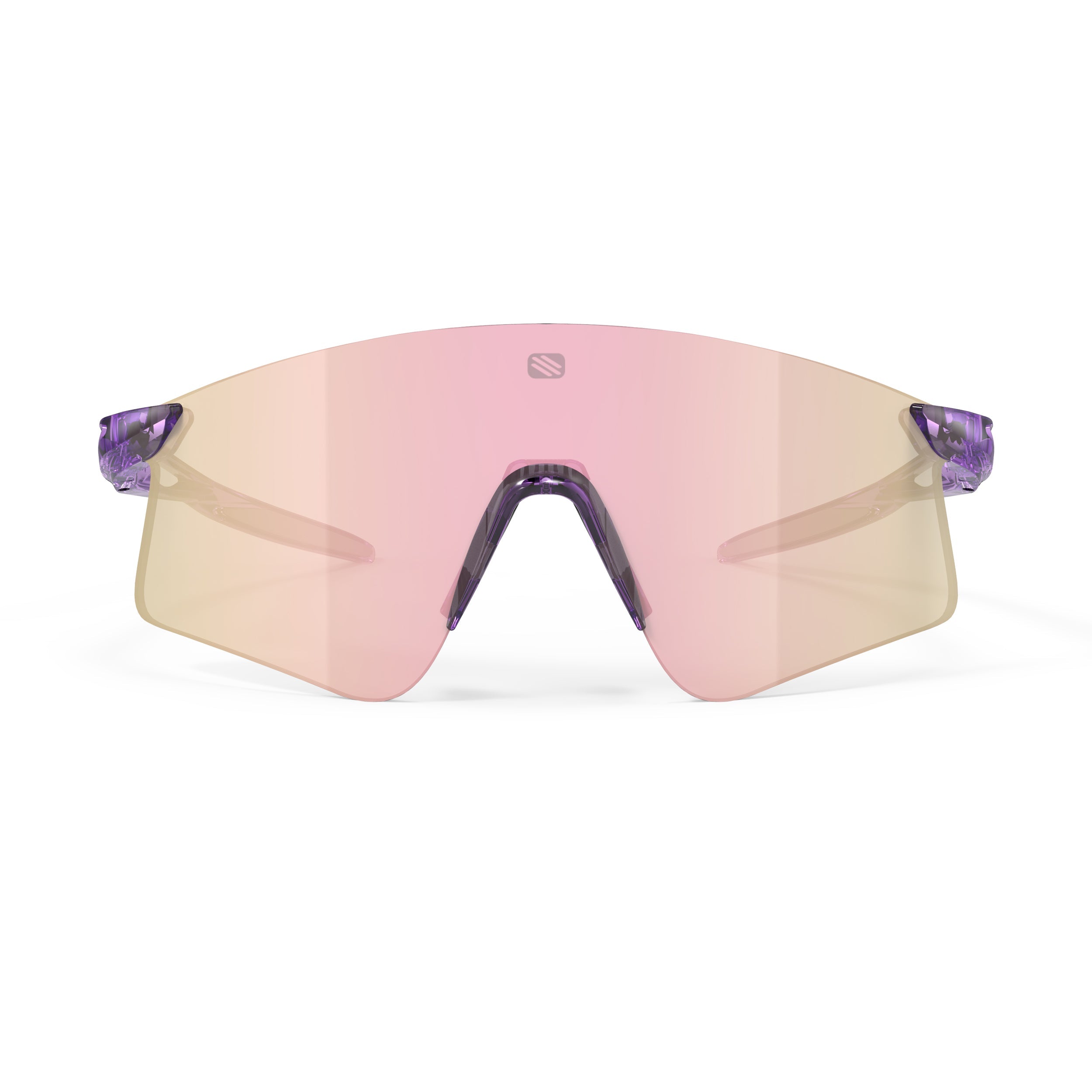 Rudy Project Astral X Crystal Lilac mirrored multilaser rose gold performance sunglasses – front view, alternate angle