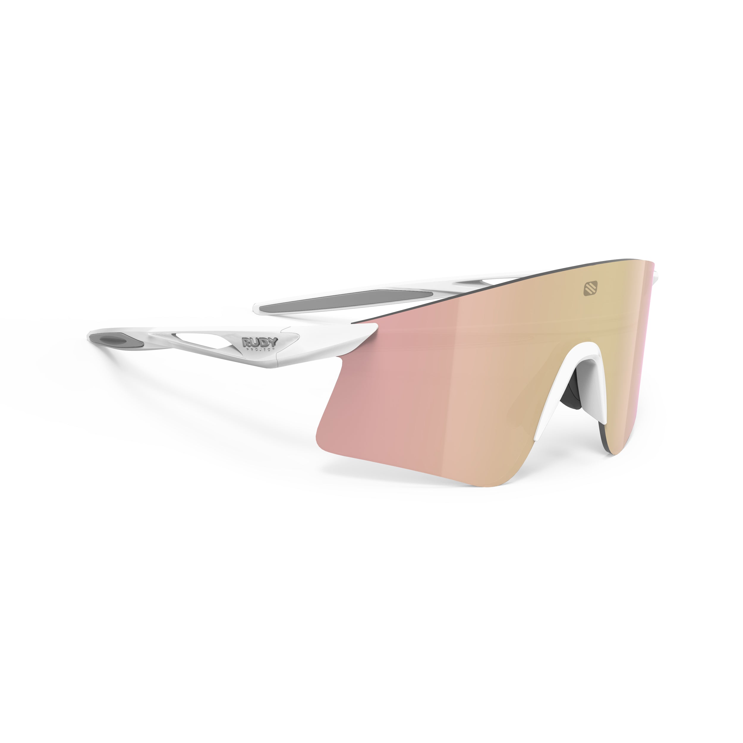 Rudy Project Astral X White Matte mirrored multilaser rose gold performance sunglasses – front view