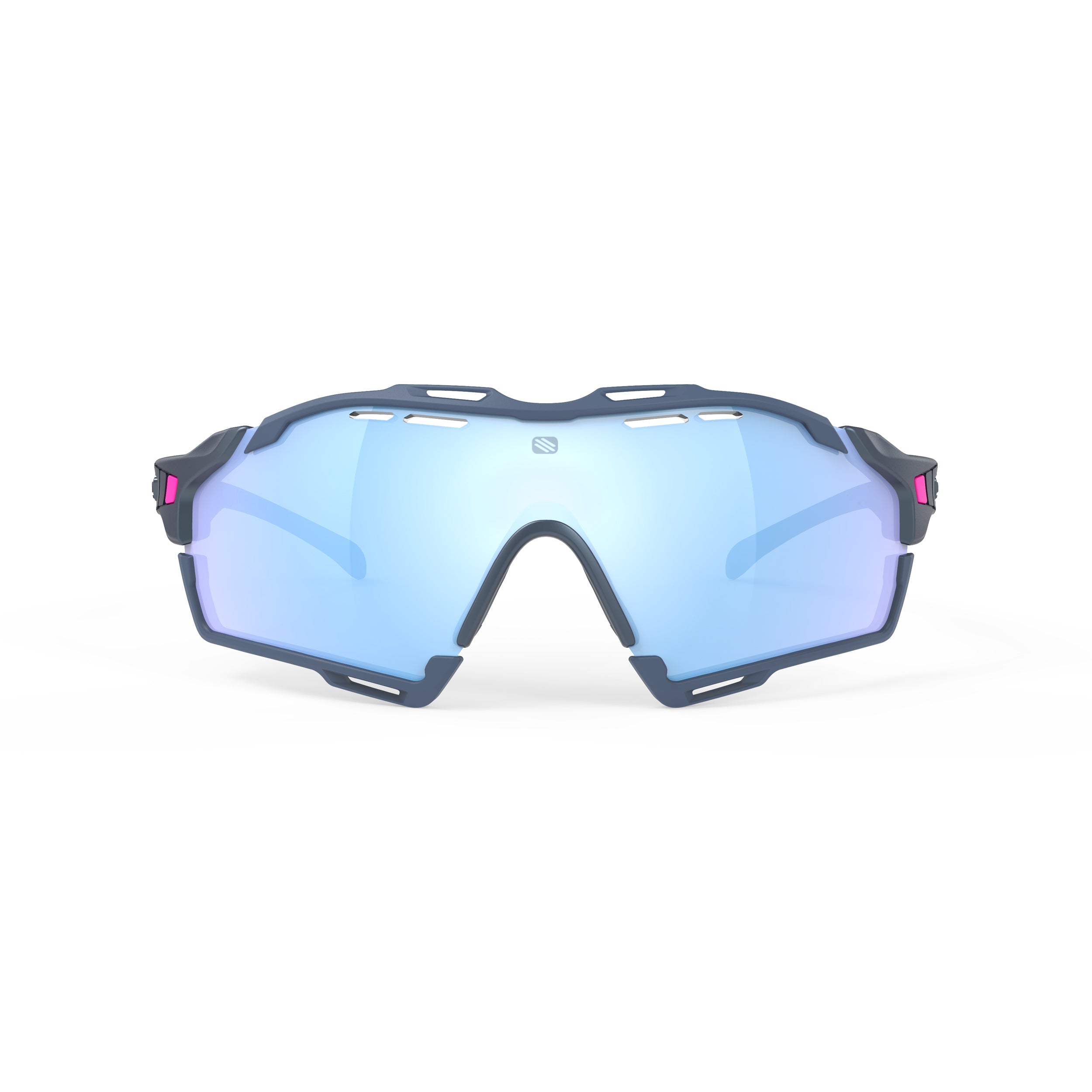 Rudy Project Cutline Cosmic Blue mirrored multilaser ice performance sunglasses – front view, alternate angle