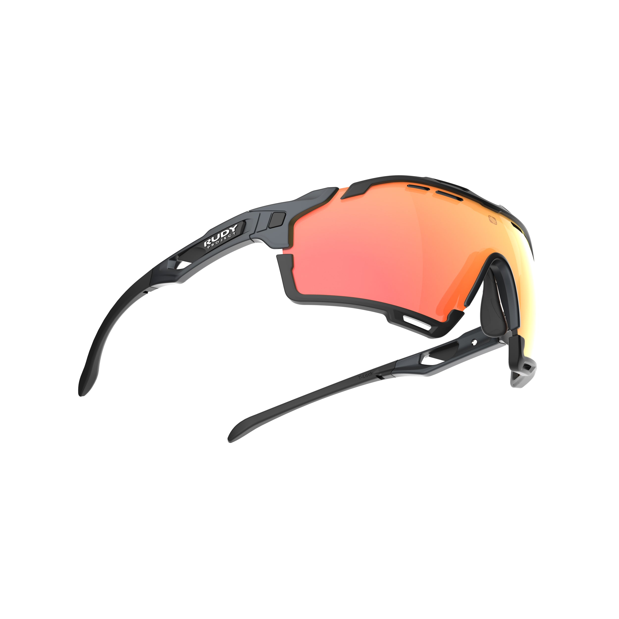 Rudy Project Cutline Metal Titanium Matte Mirrored Multilaser Orange Performance Sunglasses – side view