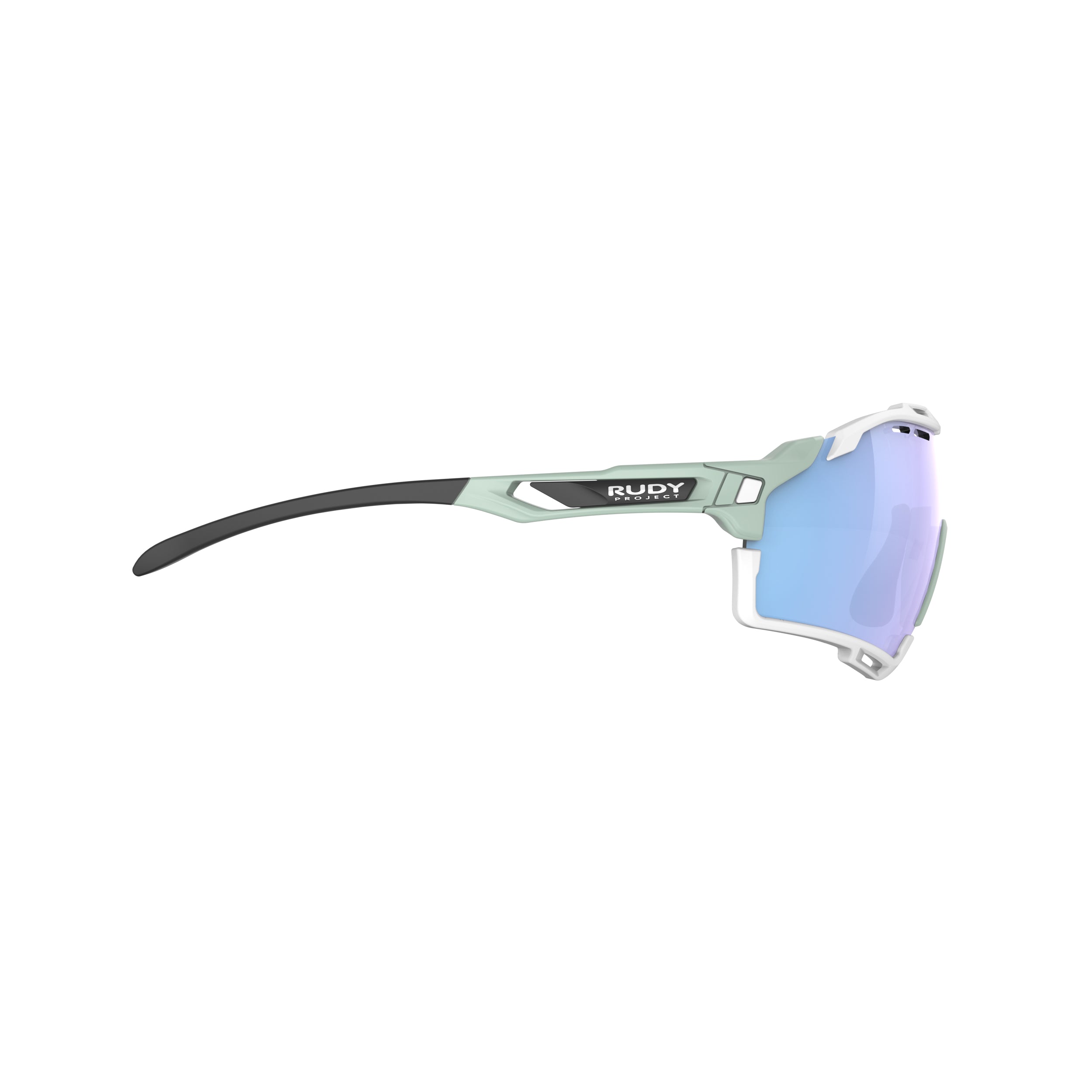 Rudy Project Cutline Mint Matte Frame Mirrored Multilaser Ice Performance Sunglasses – side view, opposite side