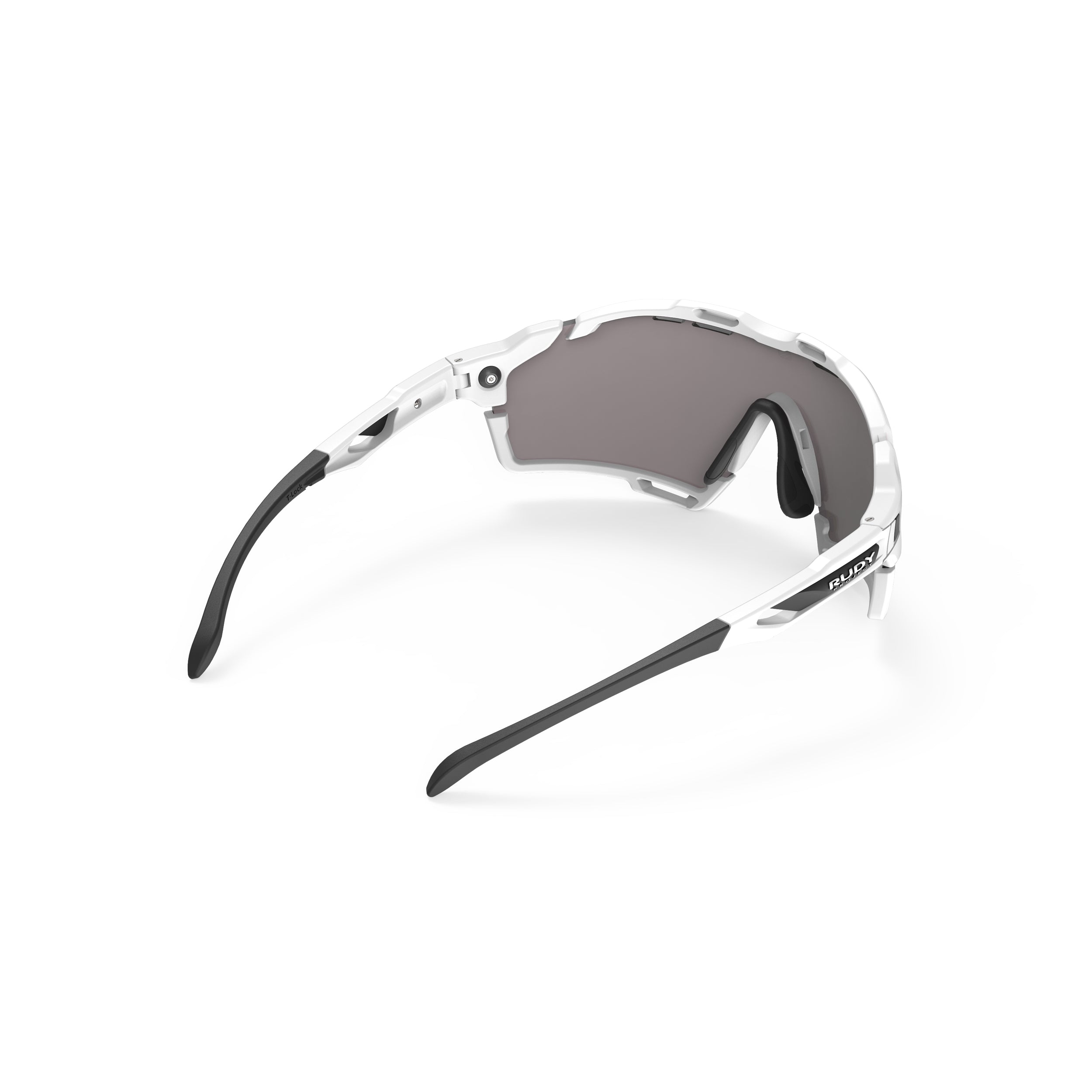 Rudy Project Cutline White Gloss mirrored multilaser rose gold performance sunglasses – rear view