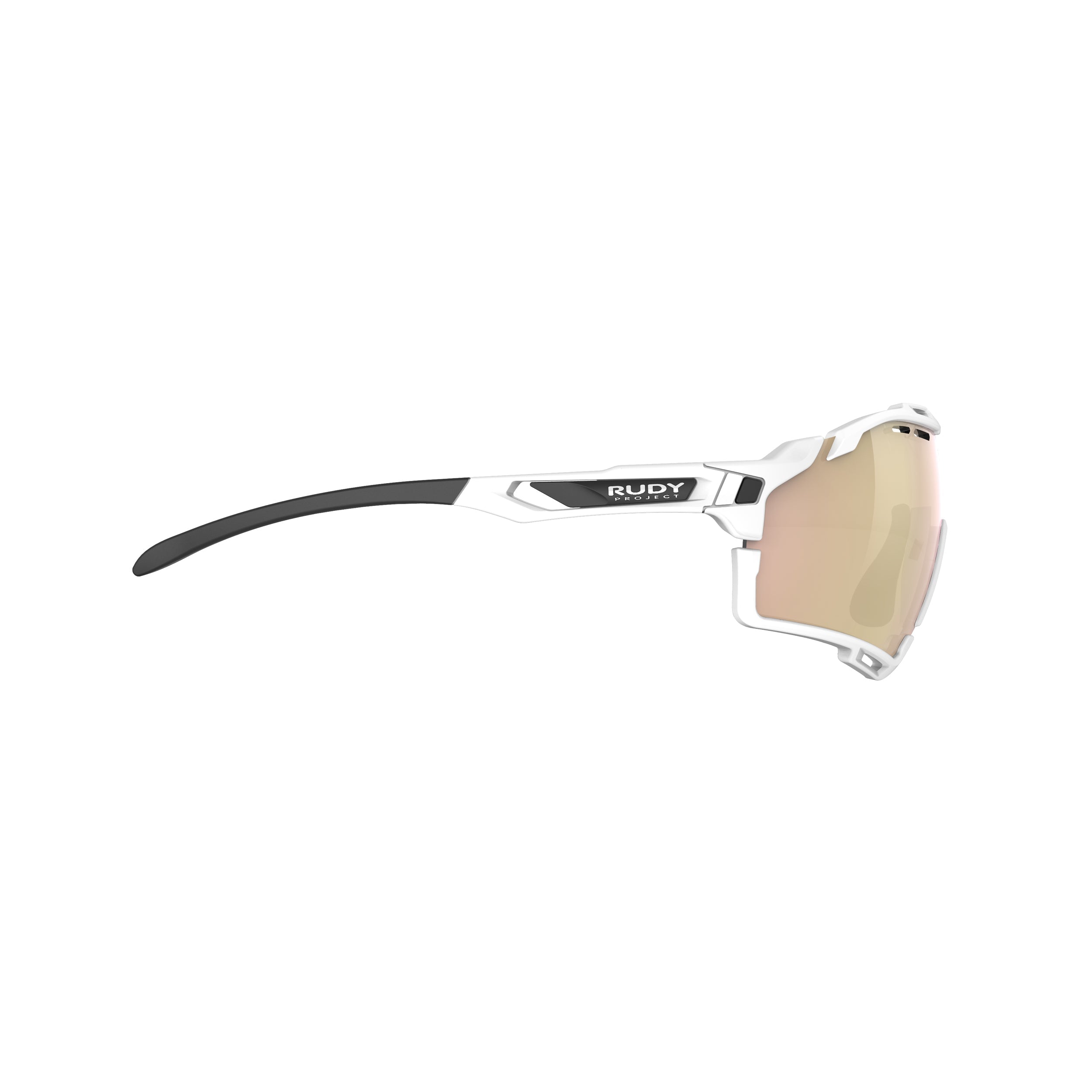 Rudy Project Cutline White Gloss mirrored multilaser rose gold performance sunglasses – side view, opposite side