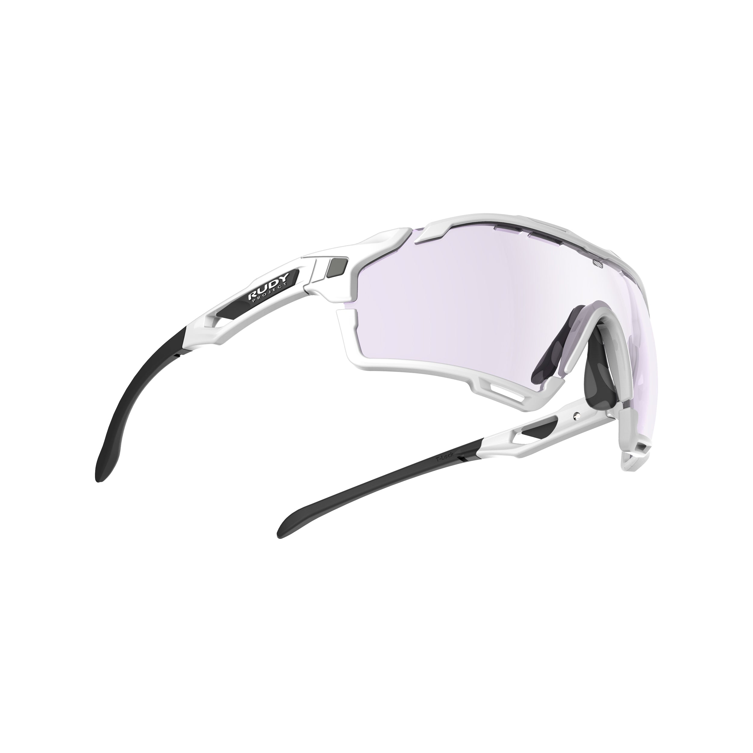 Rudy Project Cutline White Gloss photochromic purple performance sunglasses – side view