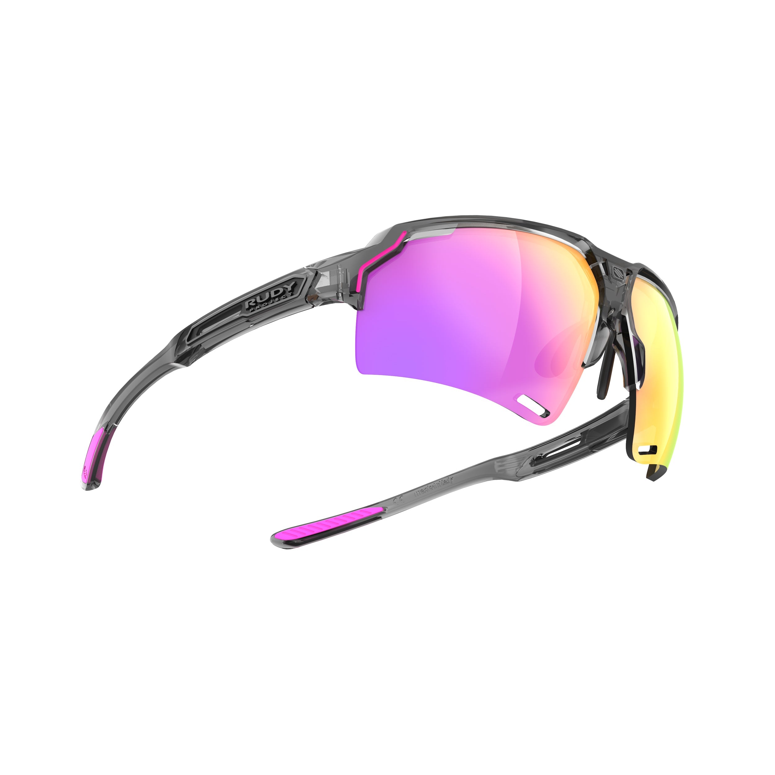 Rudy Project Deltabeat Crystal Ash mirrored multilaser sunset performance sunglasses – side view