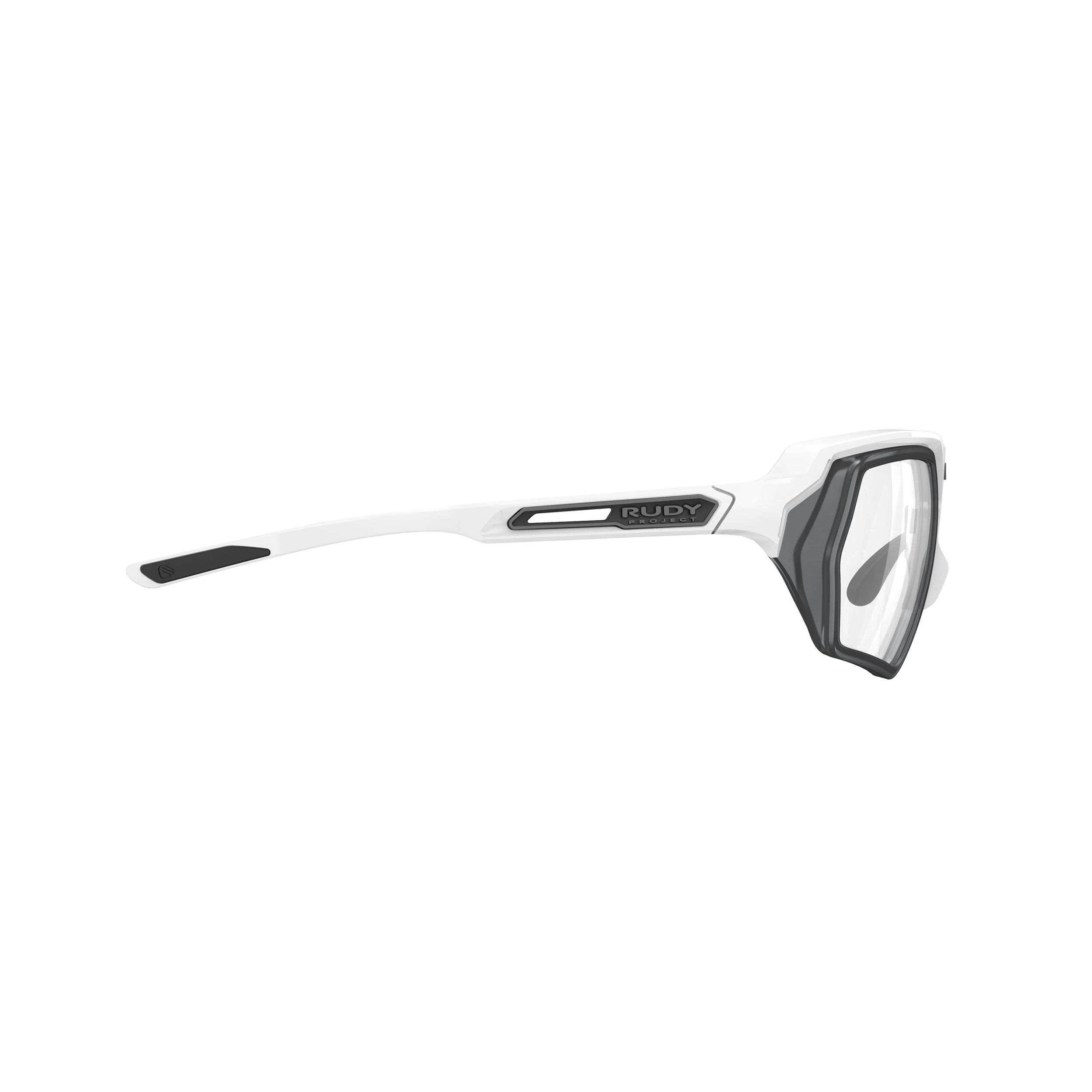 Rudy Project Deltabeat + Optical Dock White Gloss prescription sports glasses – side view, opposite side