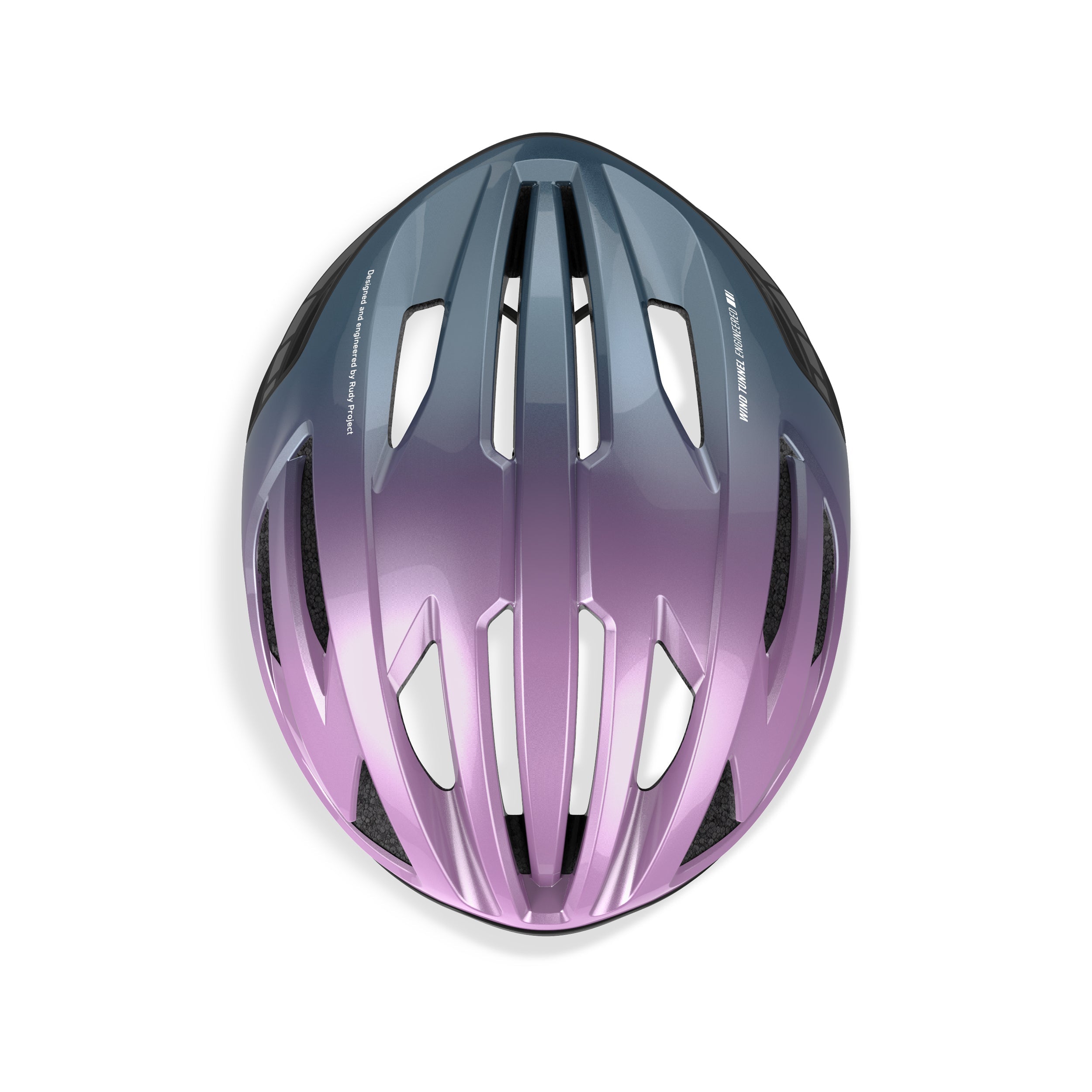 Rudy Project Egos Lilac/Blue Avio Metal Shiny cycling helmet – rear view