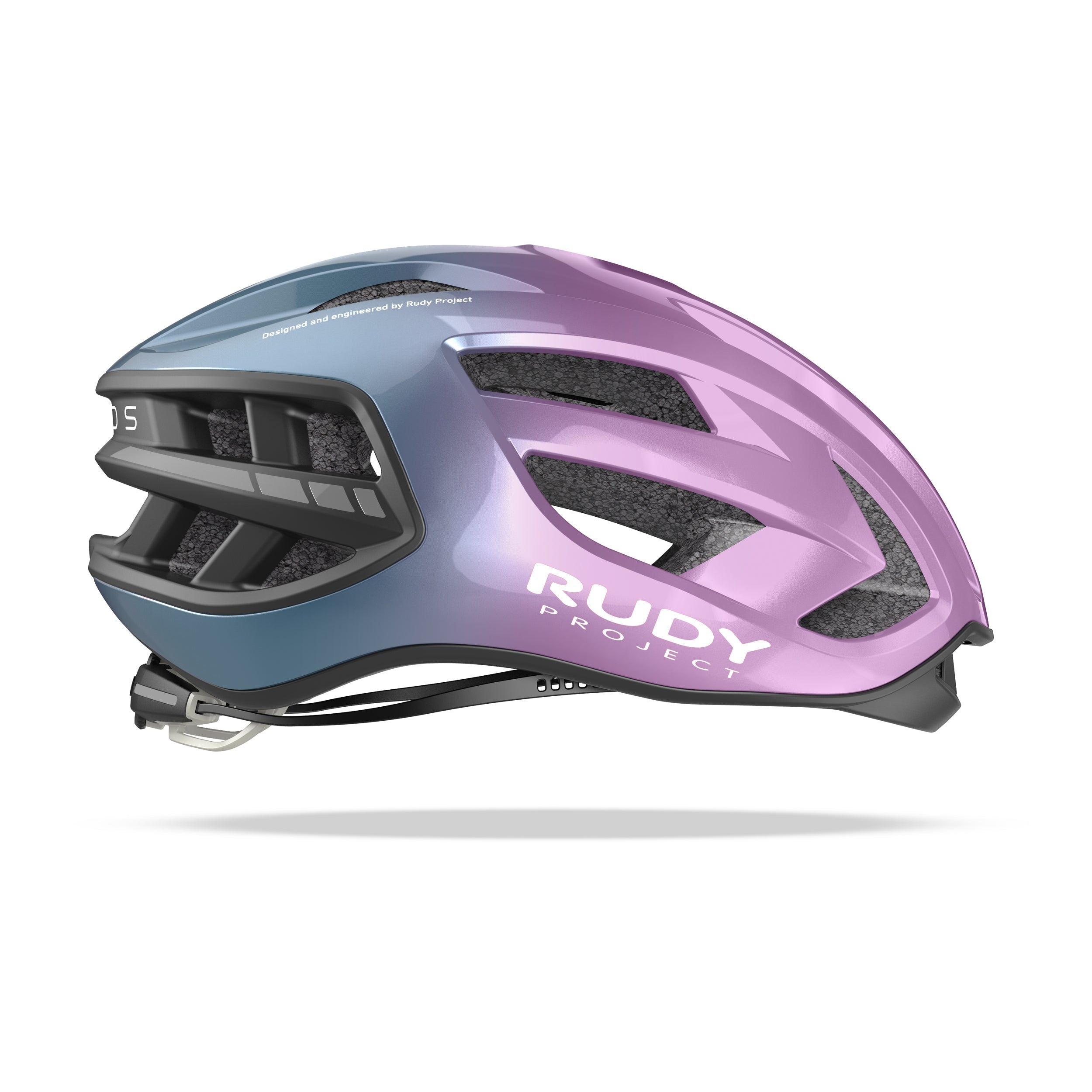 Rudy Project Egos Lilac/Blue Avio Metal Shiny cycling helmet – side view
