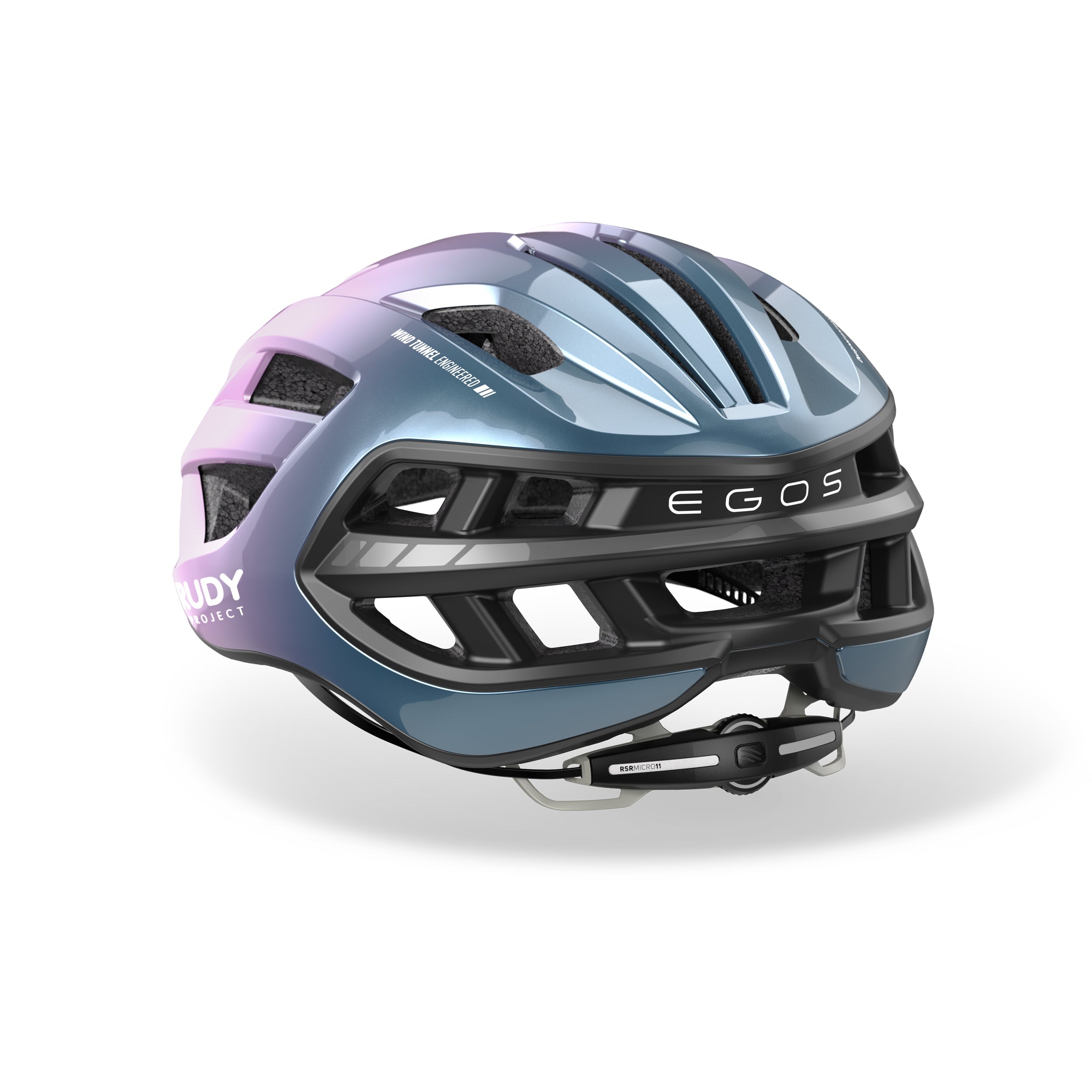 Rudy Project Egos Lilac/Blue Avio Metal Shiny cycling helmet – side view, opposite side