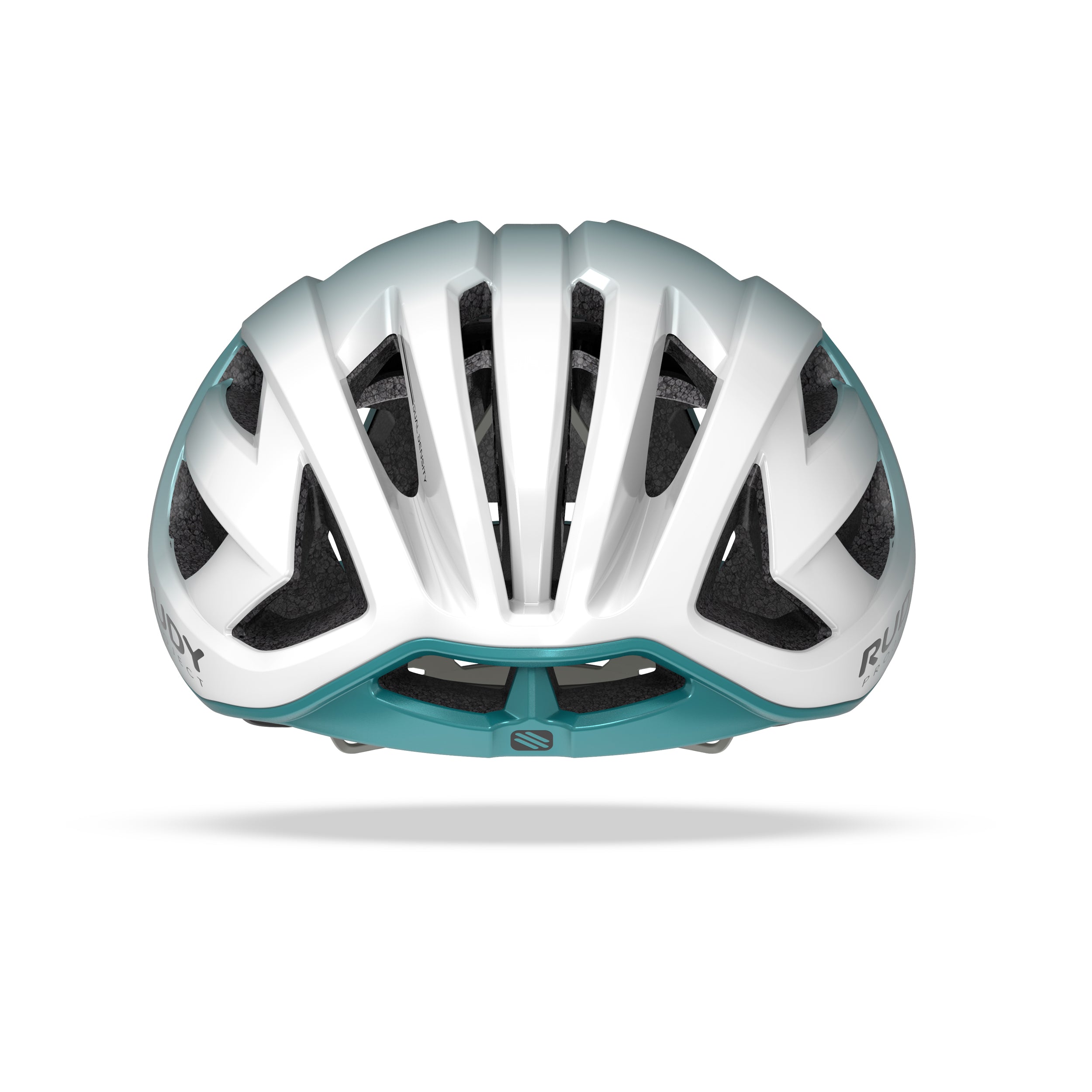 Rudy Project Egos Pearl/Emerald Metal Matte cycling helmet – front view, alternate angle