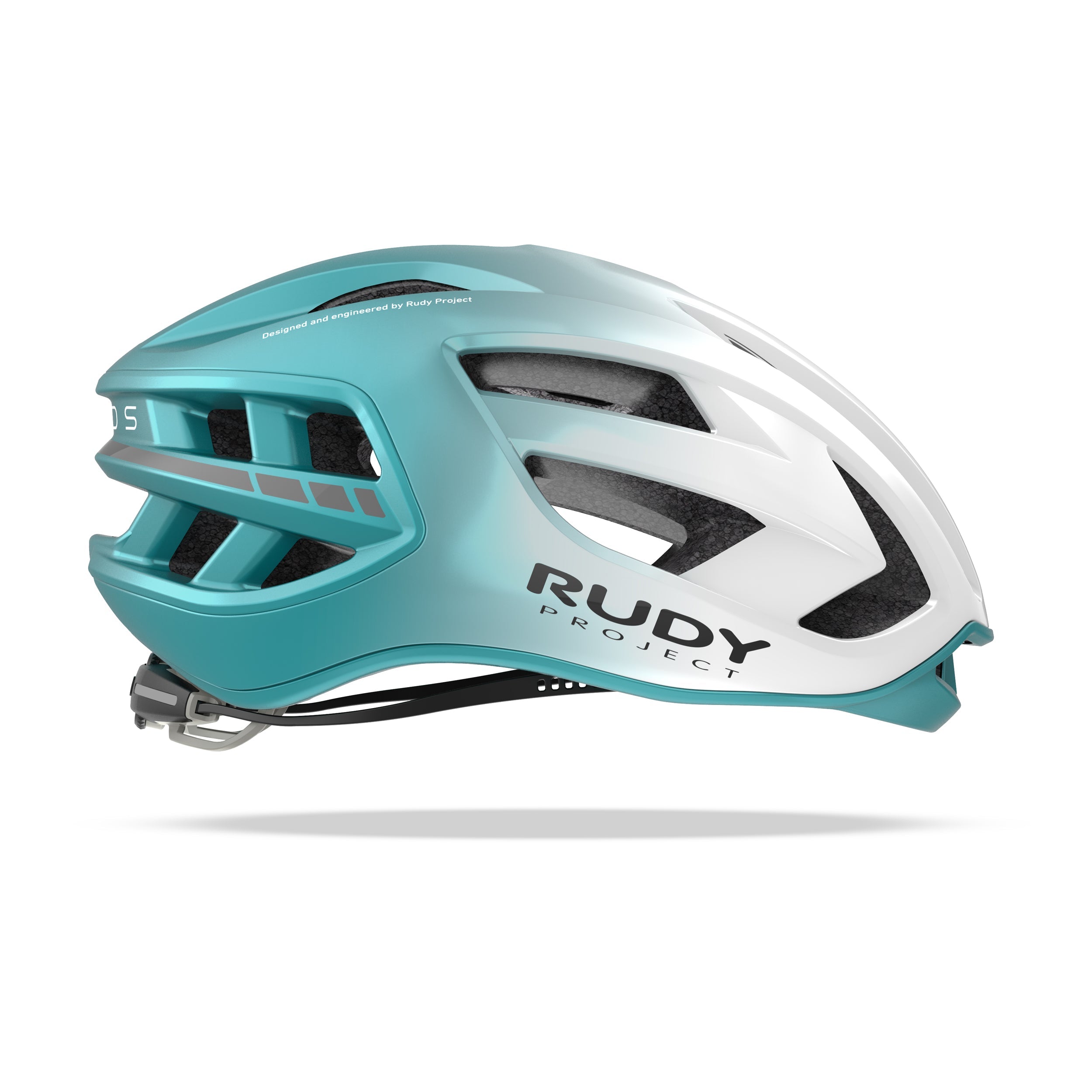 Rudy Project Egos Pearl/Emerald Metal Matte cycling helmet – side view