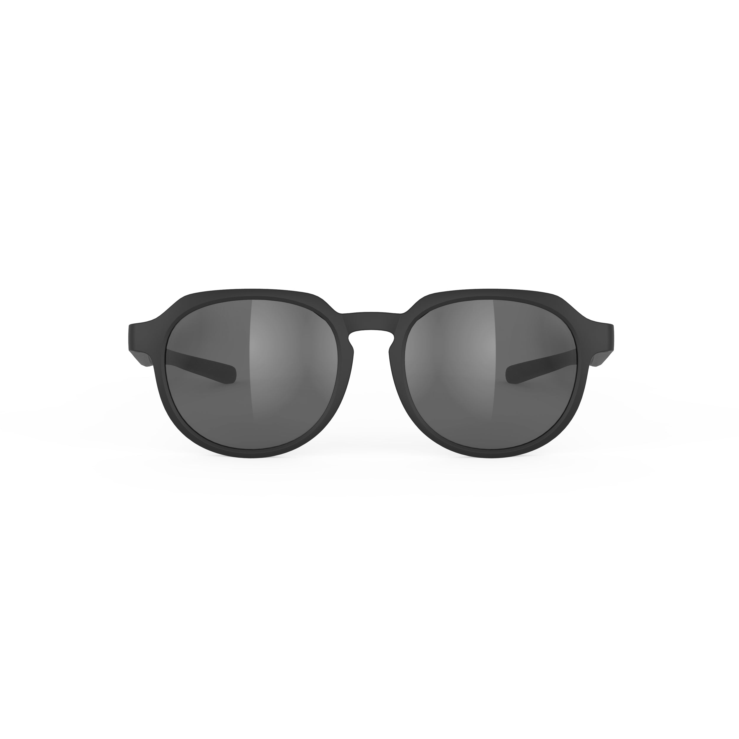 Rudy Project Glamshady Black Matte mirrored smoke black performance sunglasses – front view, alternate angle