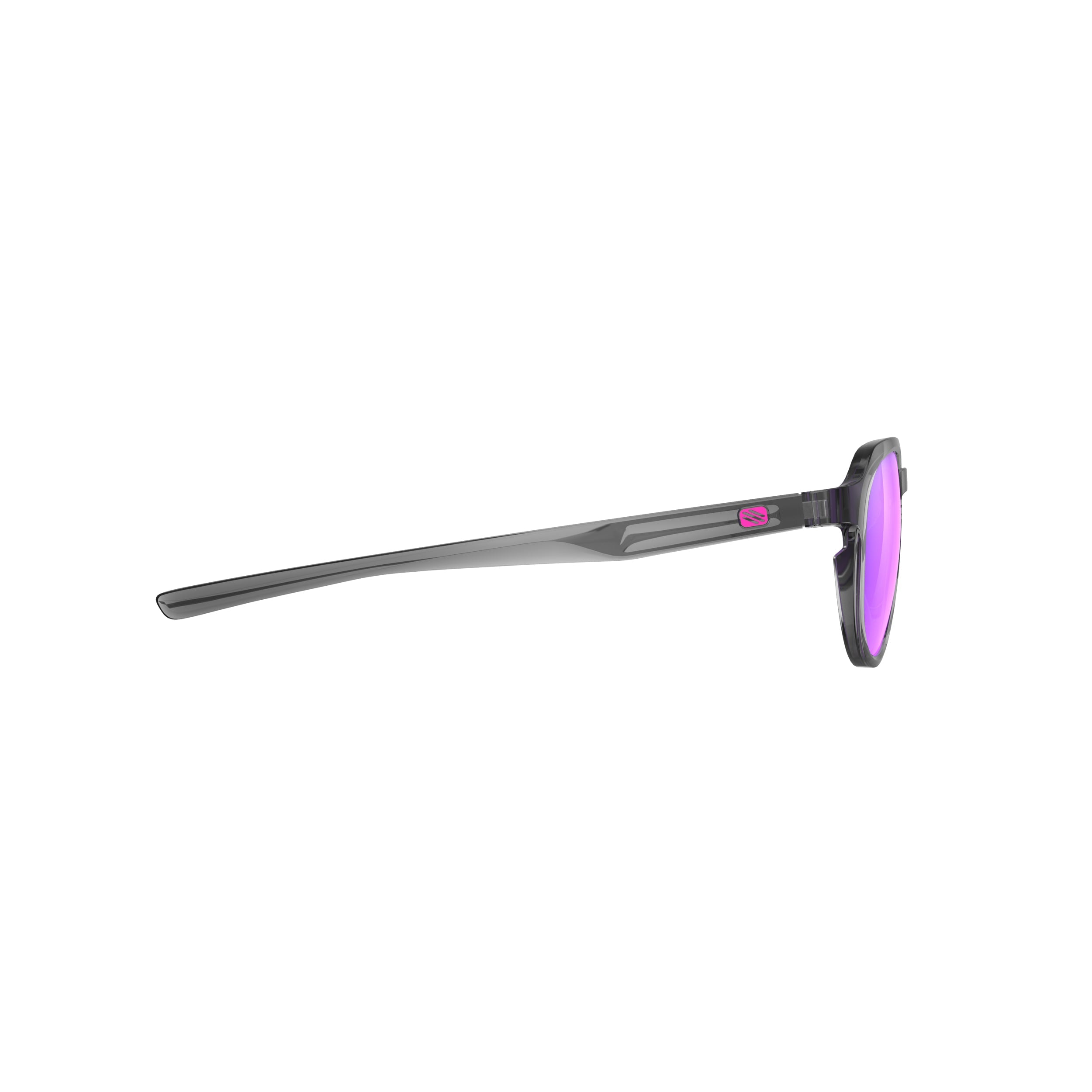 Rudy Project Glamshady Crystal Ash mirrored multilaser violet performance sunglasses – side view, opposite side