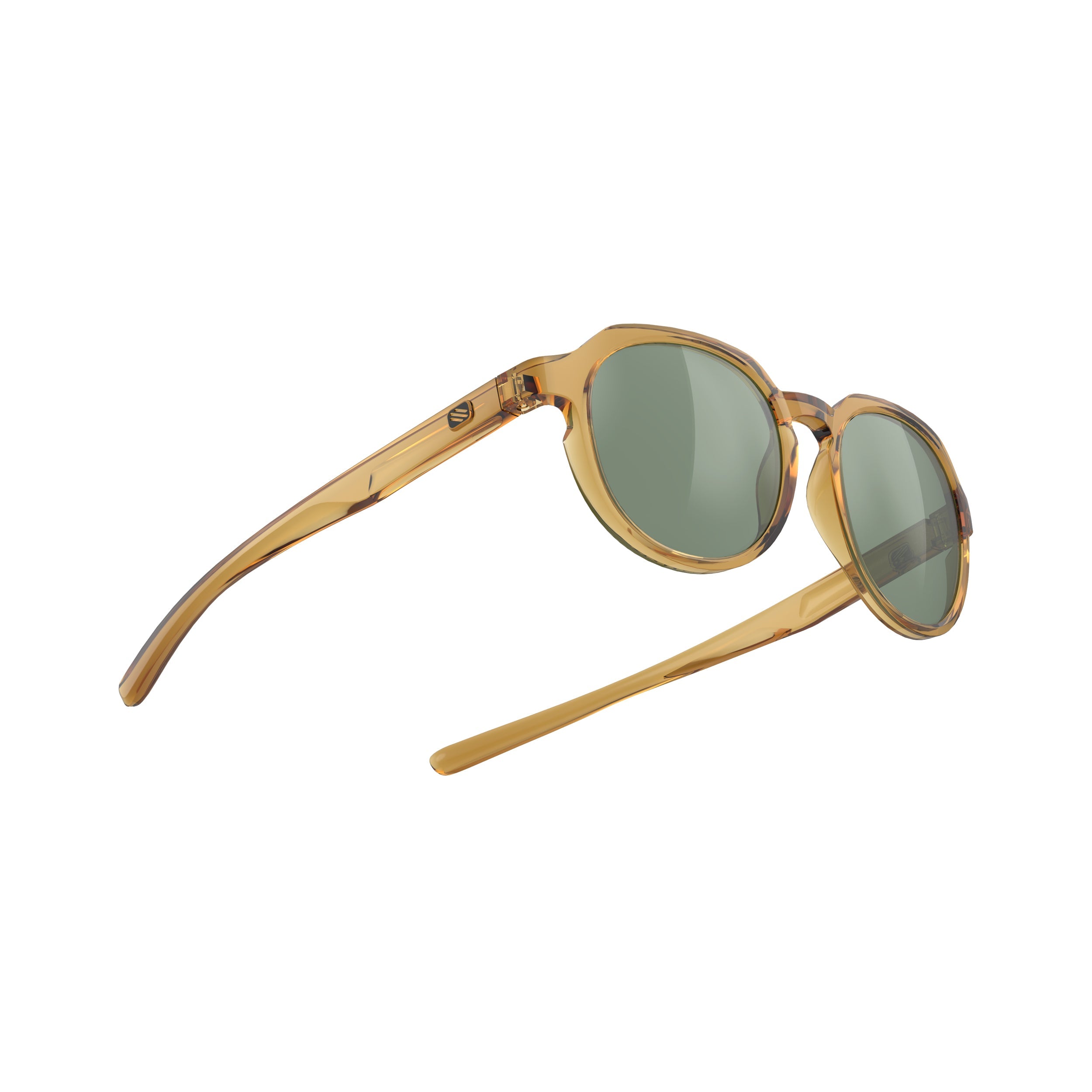 Rudy Project Glamshady Crystal Butterscotch Gloss mirrored green performance sunglasses – side view