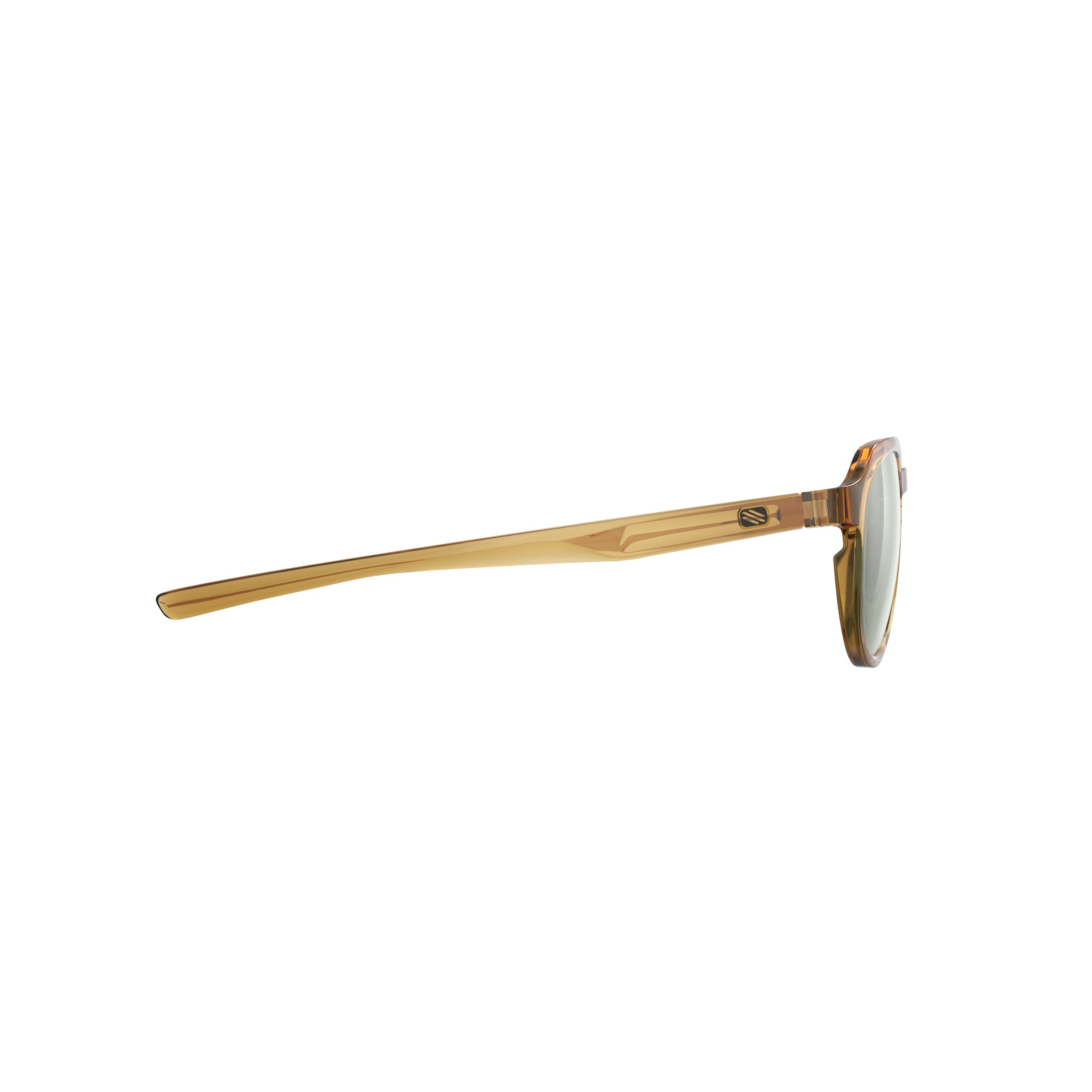 Rudy Project Glamshady Crystal Butterscotch Gloss mirrored green performance sunglasses – side view, opposite side