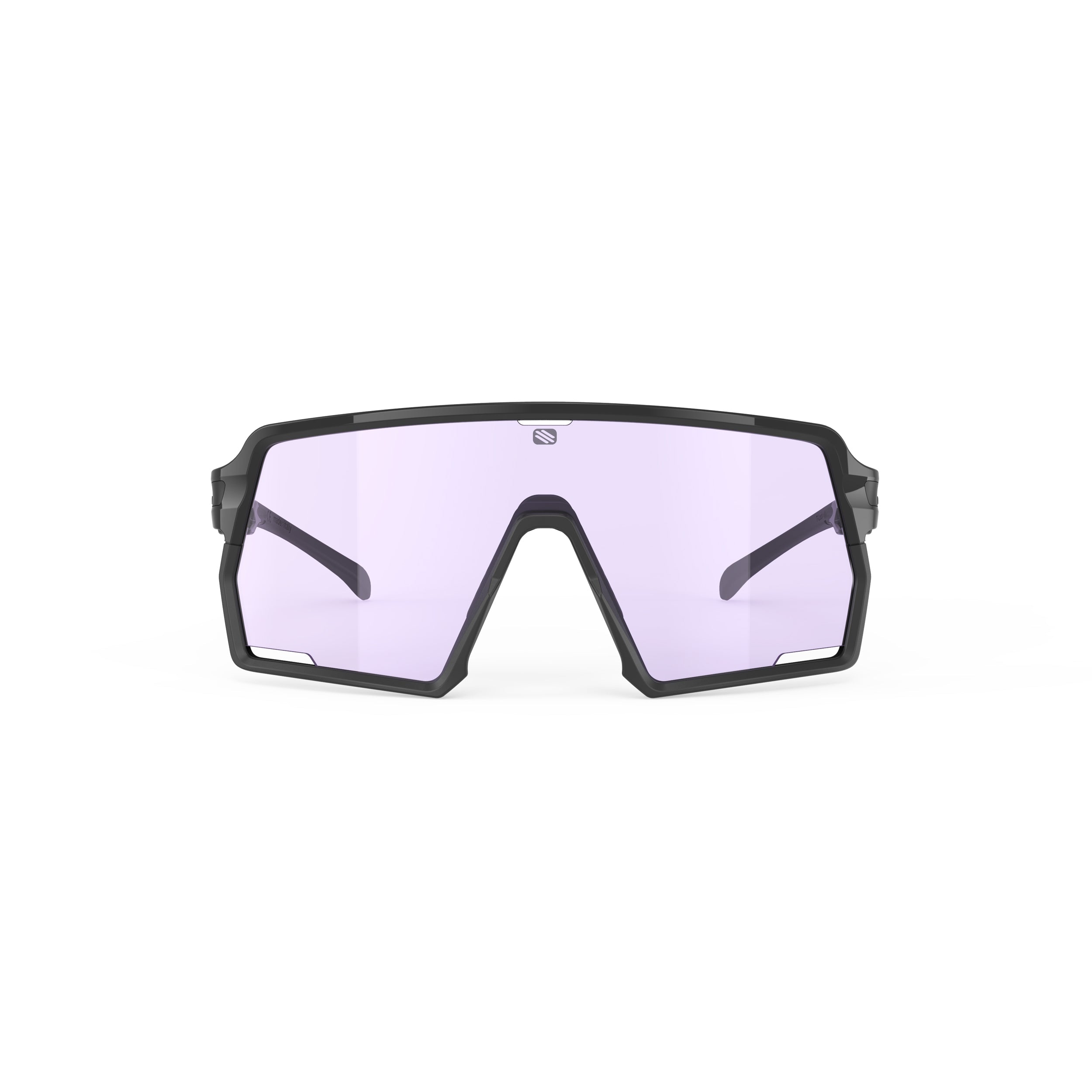 Rudy Project Kelion Black Gloss photochromic laser purple hdr performance sunglasses – front view, alternate angle