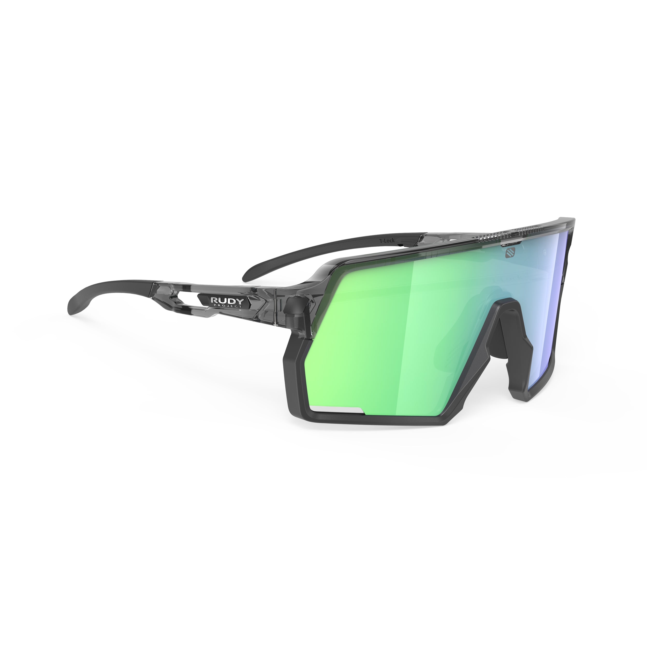 Rudy Project Kelion Crystal Ash mirrored multilaser green performance sunglasses – front view