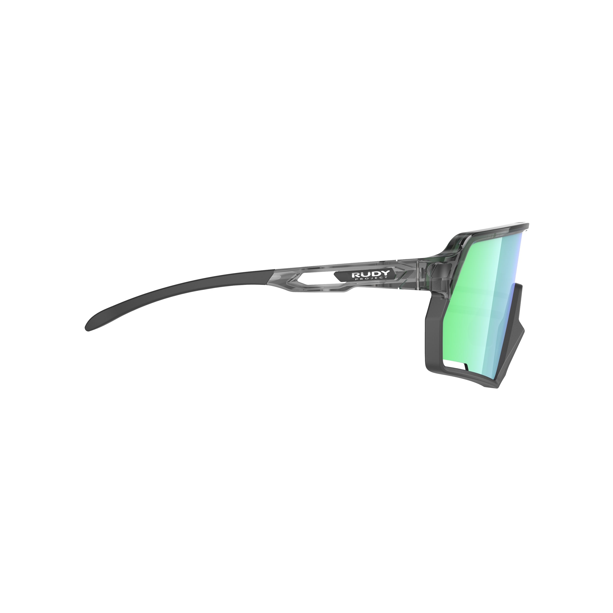 Rudy Project Kelion Crystal Ash mirrored multilaser green performance sunglasses – side view, opposite side