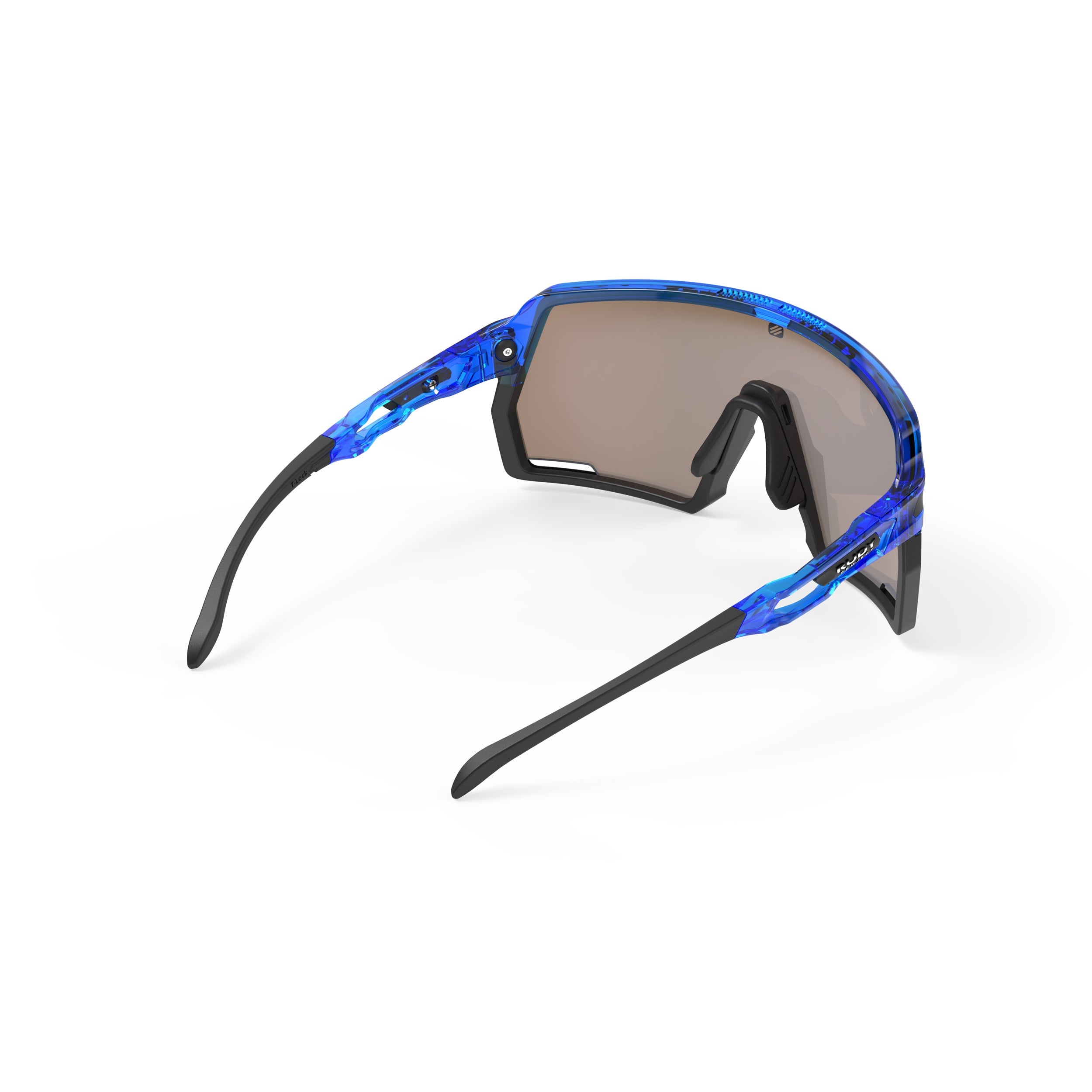 Rudy Project Kelion Crystal Blue mirrored multilaser yellow performance sunglasses – rear view