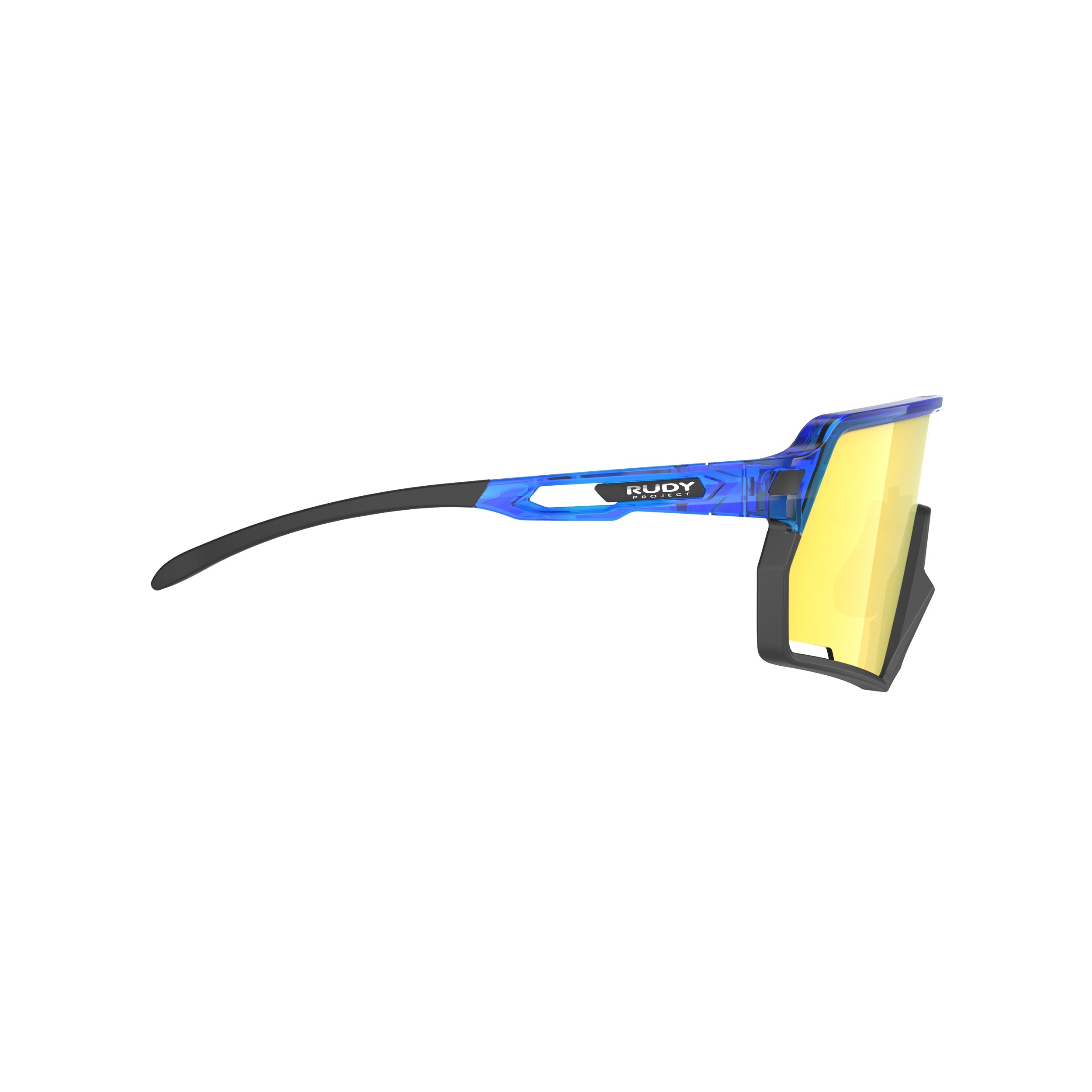 Rudy Project Kelion Crystal Blue mirrored multilaser yellow performance sunglasses – side view, opposite side