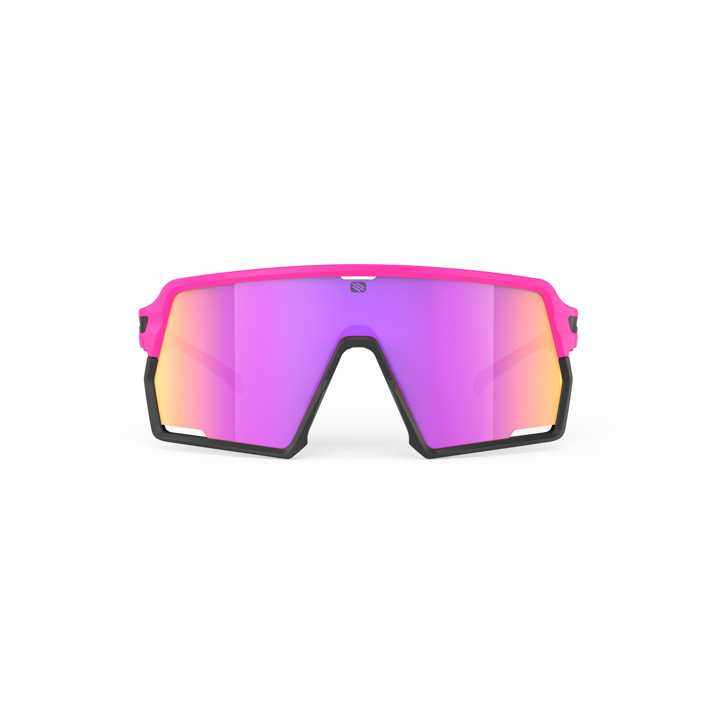 Rudy Project Kelion Pink Fluo Matte mirrored multilaser sunset performance sunglasses – front view, alternate angle
