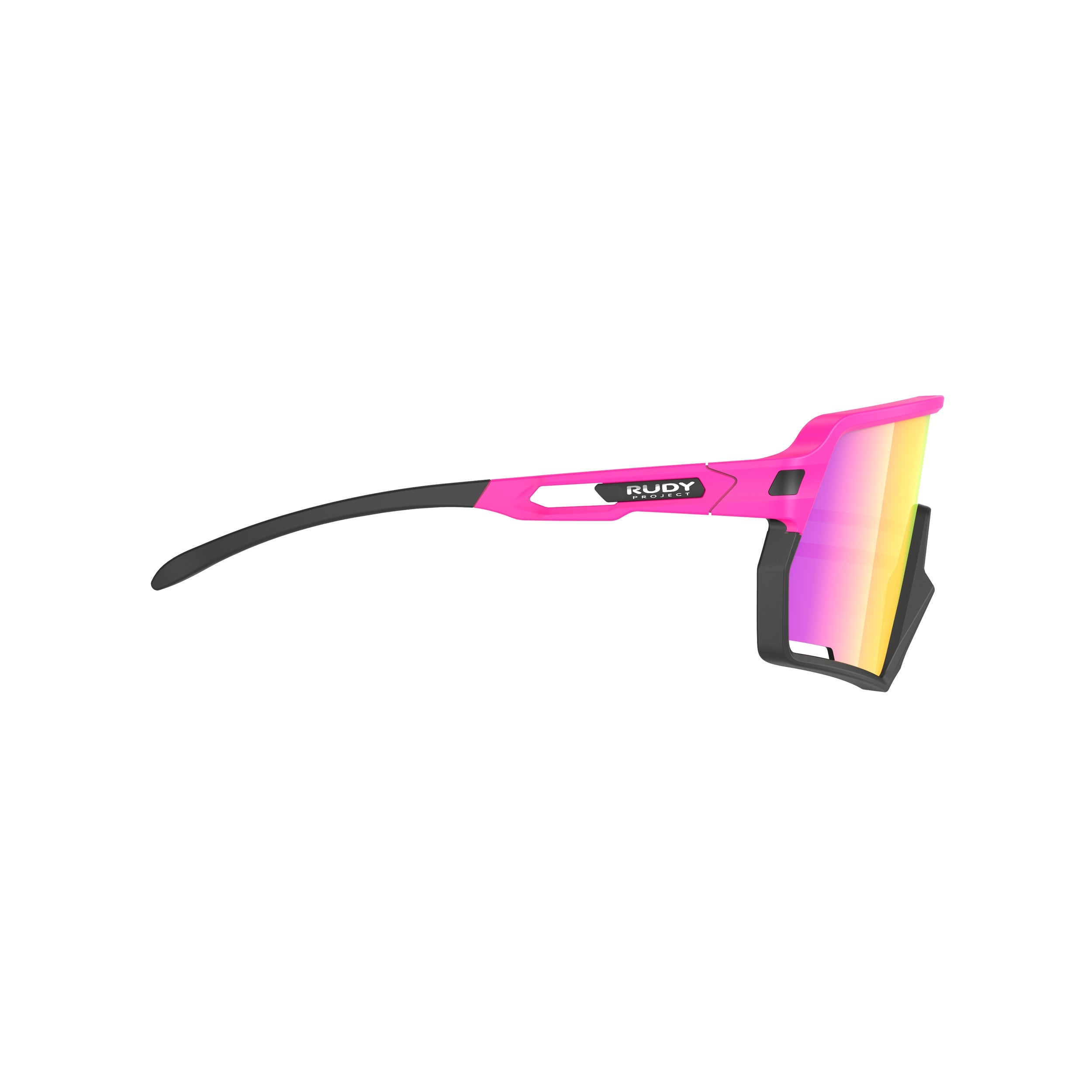 Rudy Project Kelion Pink Fluo Matte mirrored multilaser sunset performance sunglasses – side view, opposite side