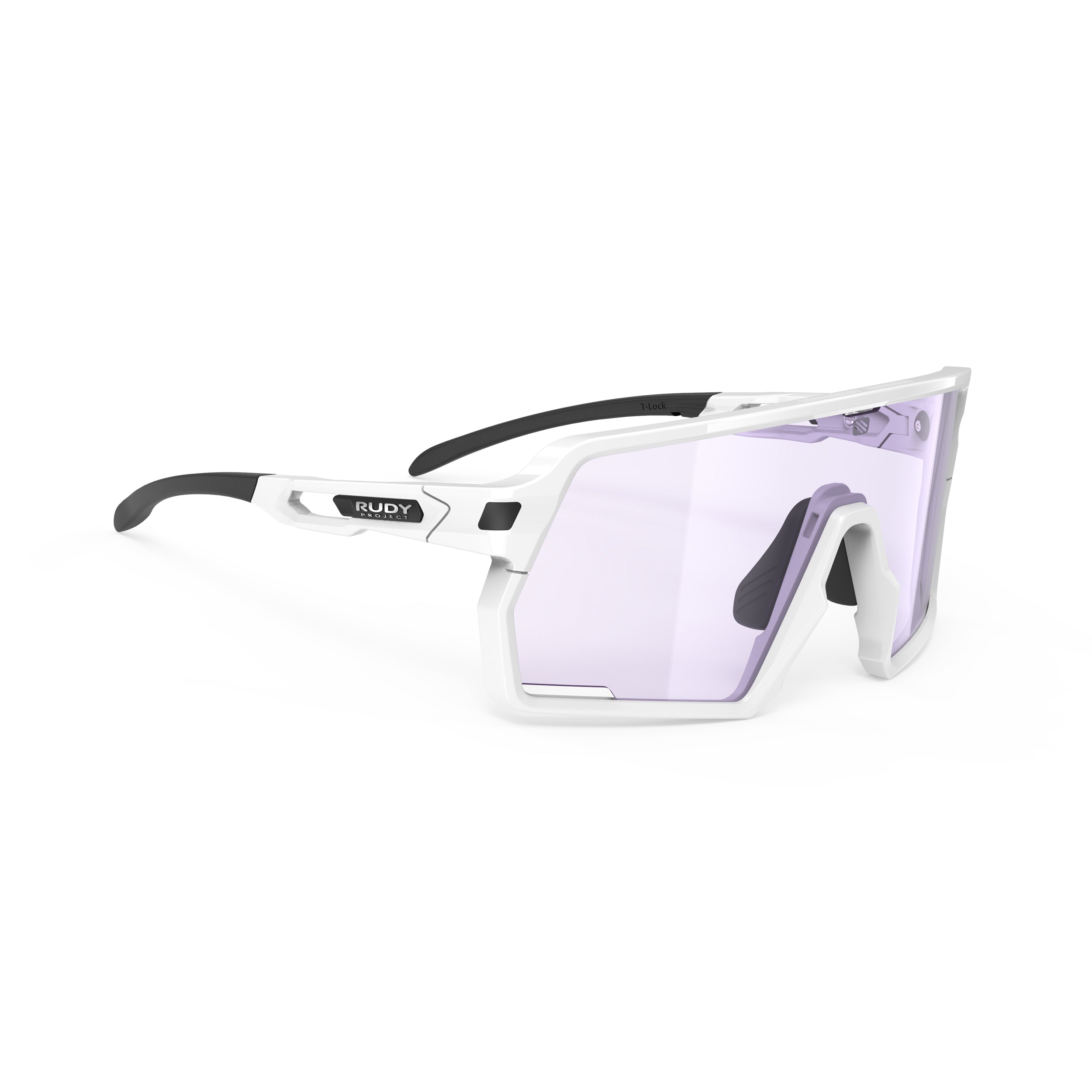 Rudy Project Kelion White Gloss photochromic laser purple hdr performance sunglasses – front view