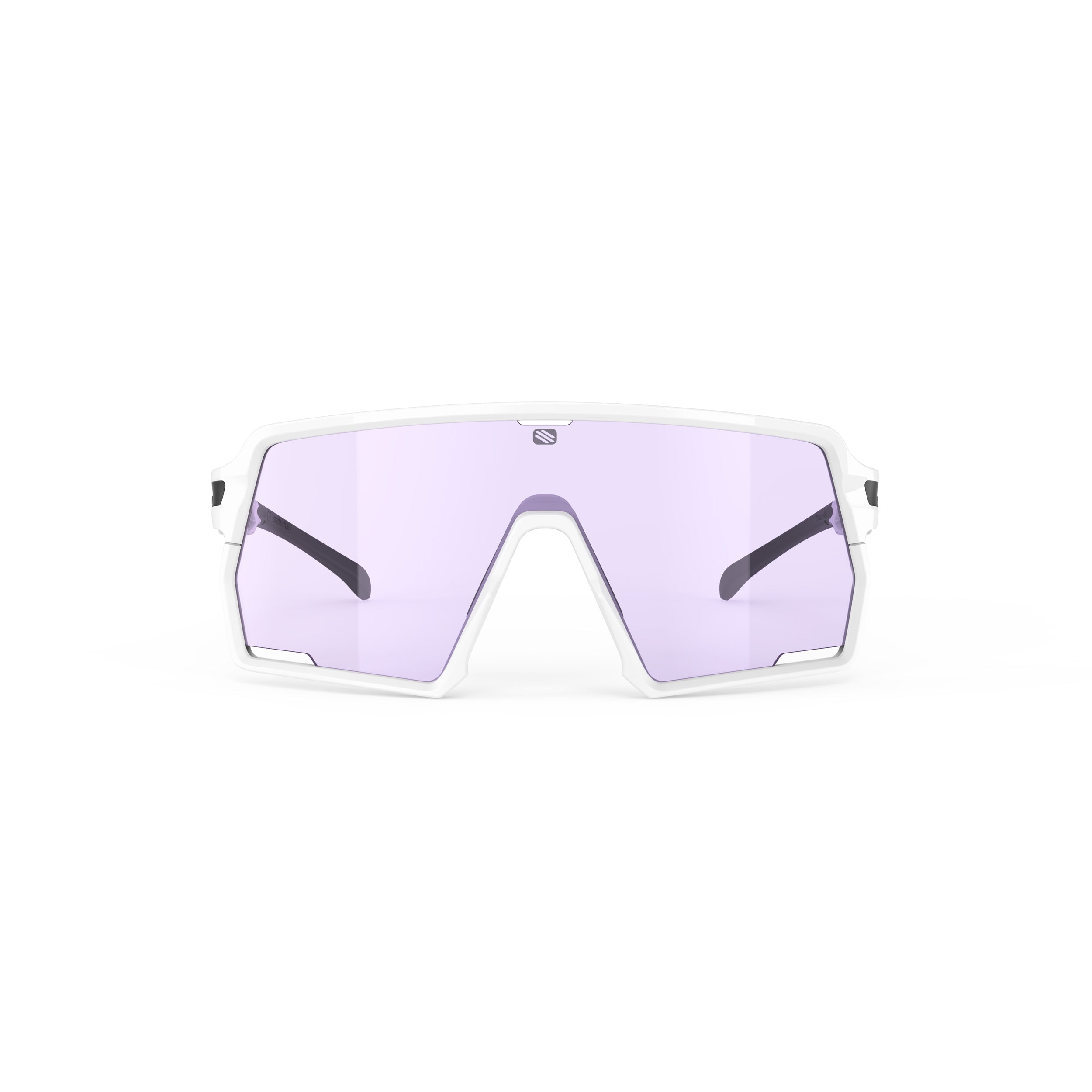 Rudy Project Kelion White Gloss photochromic laser purple hdr performance sunglasses – front view, alternate angle