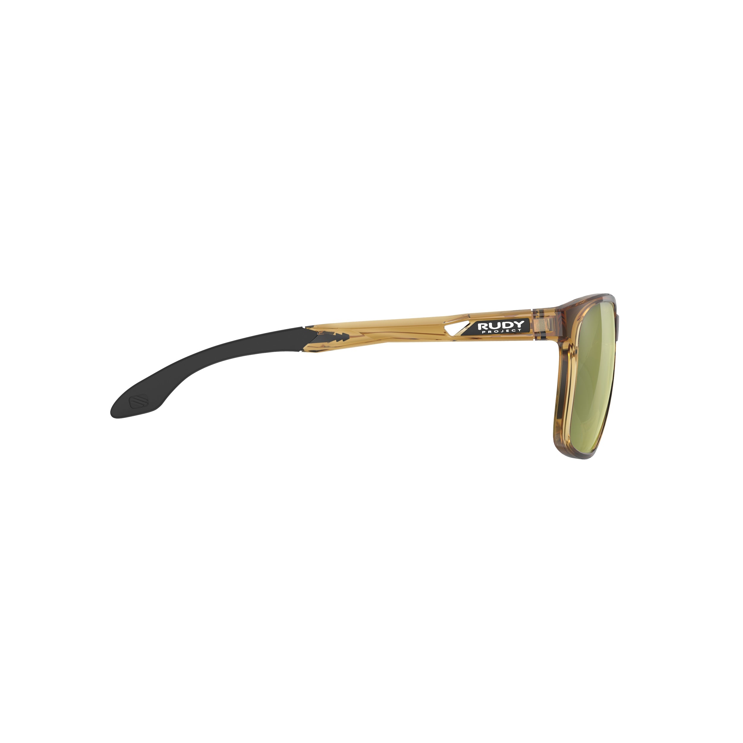 Rudy Project Lightflow A Crystal Butterscotch Gloss mirrored laser green performance sunglasses – side view, opposite side