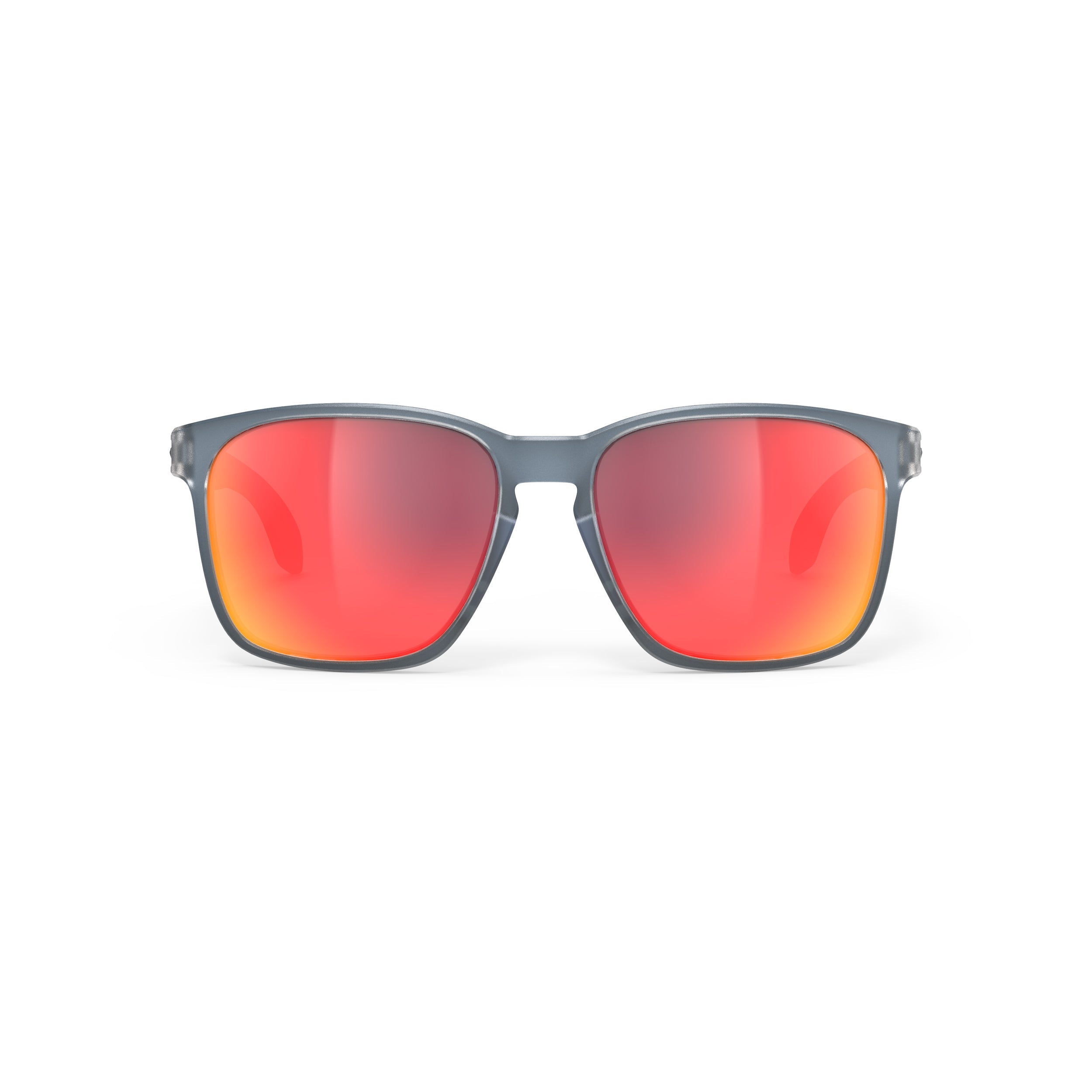 Rudy Project Lightflow A Ice Blue Metal Matte mirrored multilaser red hdr performance sunglasses – front view, alternate angle