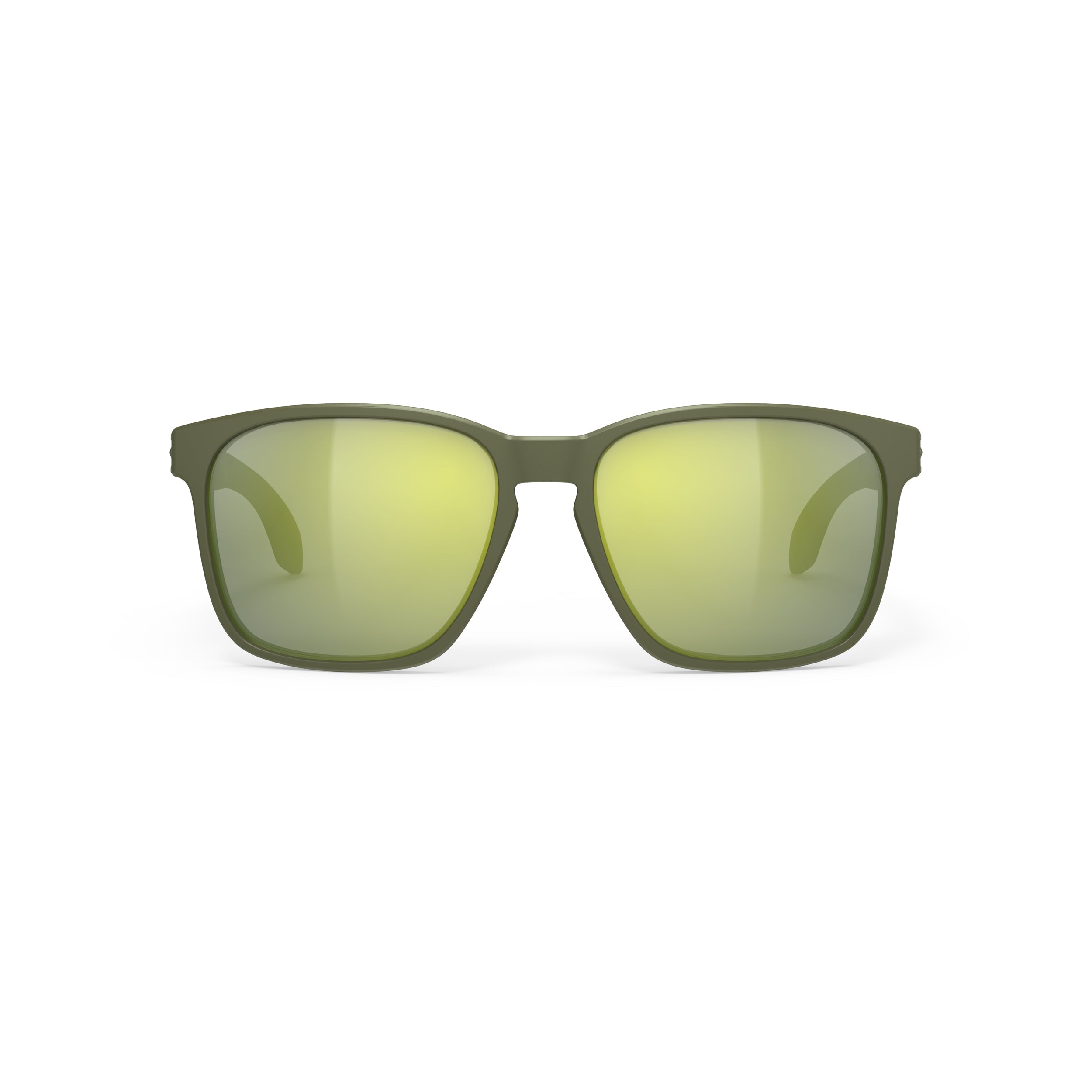 Rudy Project Lightflow A Olive Matte mirrored laser green performance sunglasses – front view, alternate angle
