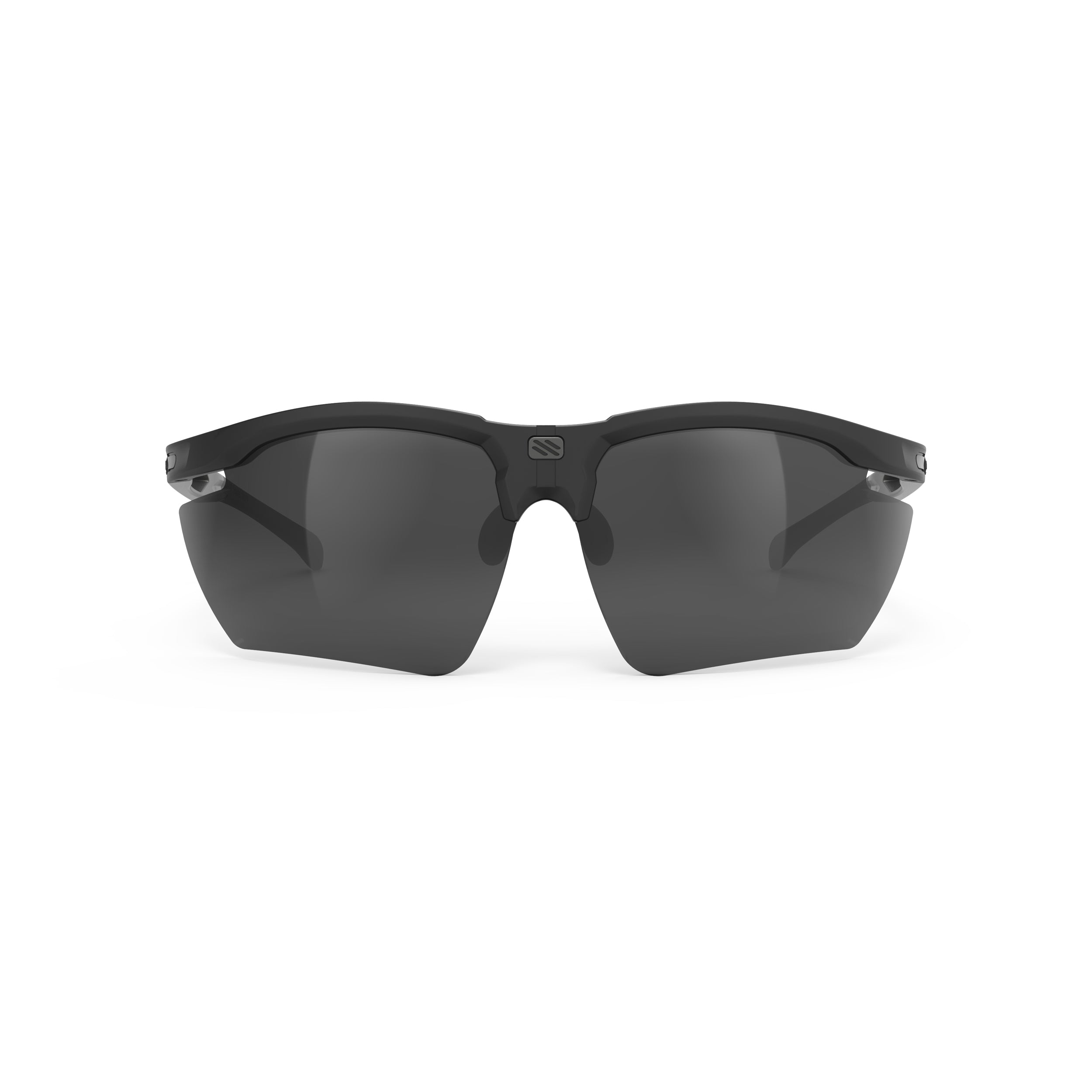 Rudy Project Magnus Black Matte mirrored smoke black performance sunglasses – front view, alternate angle