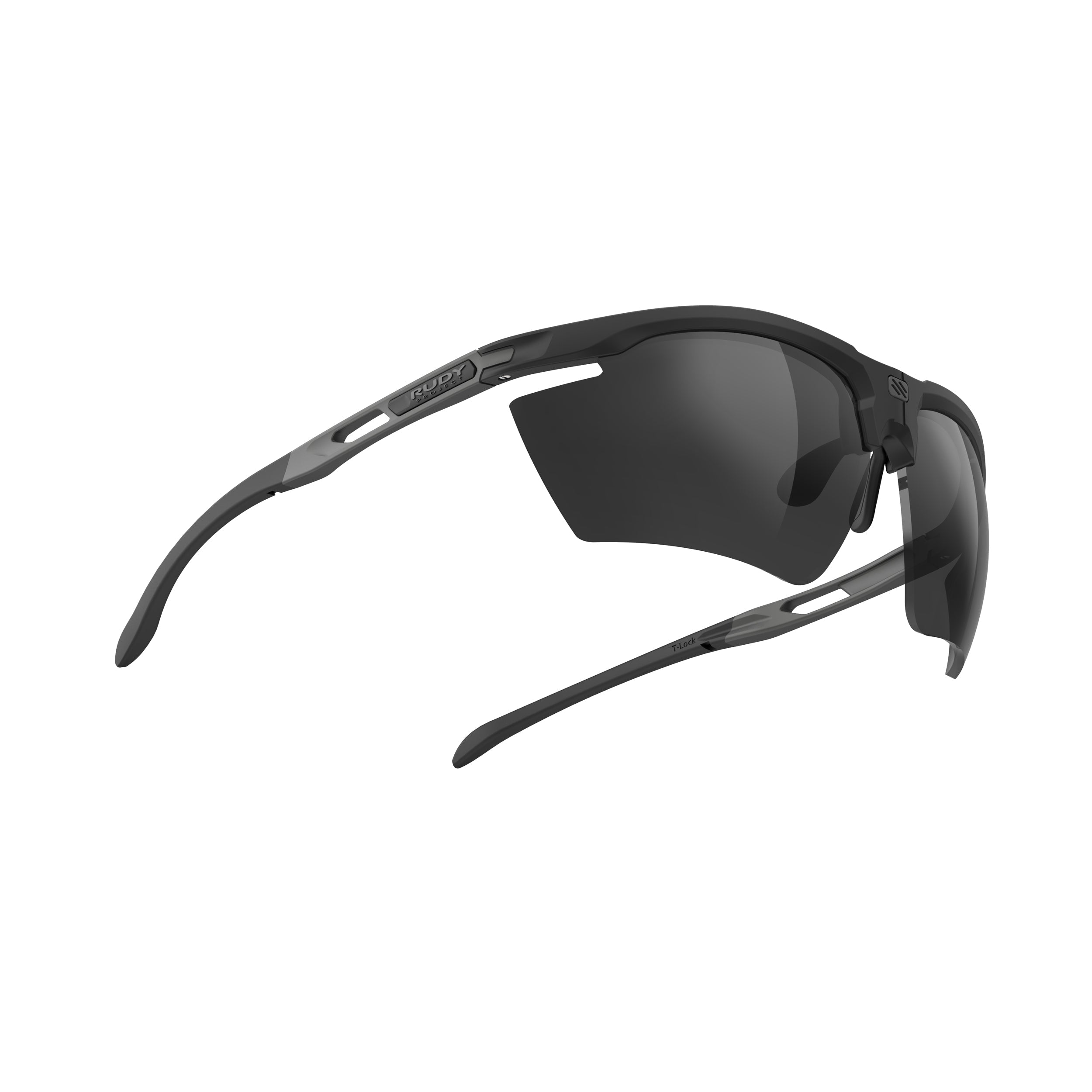 Rudy Project Magnus Black Matte mirrored smoke black performance sunglasses – side view