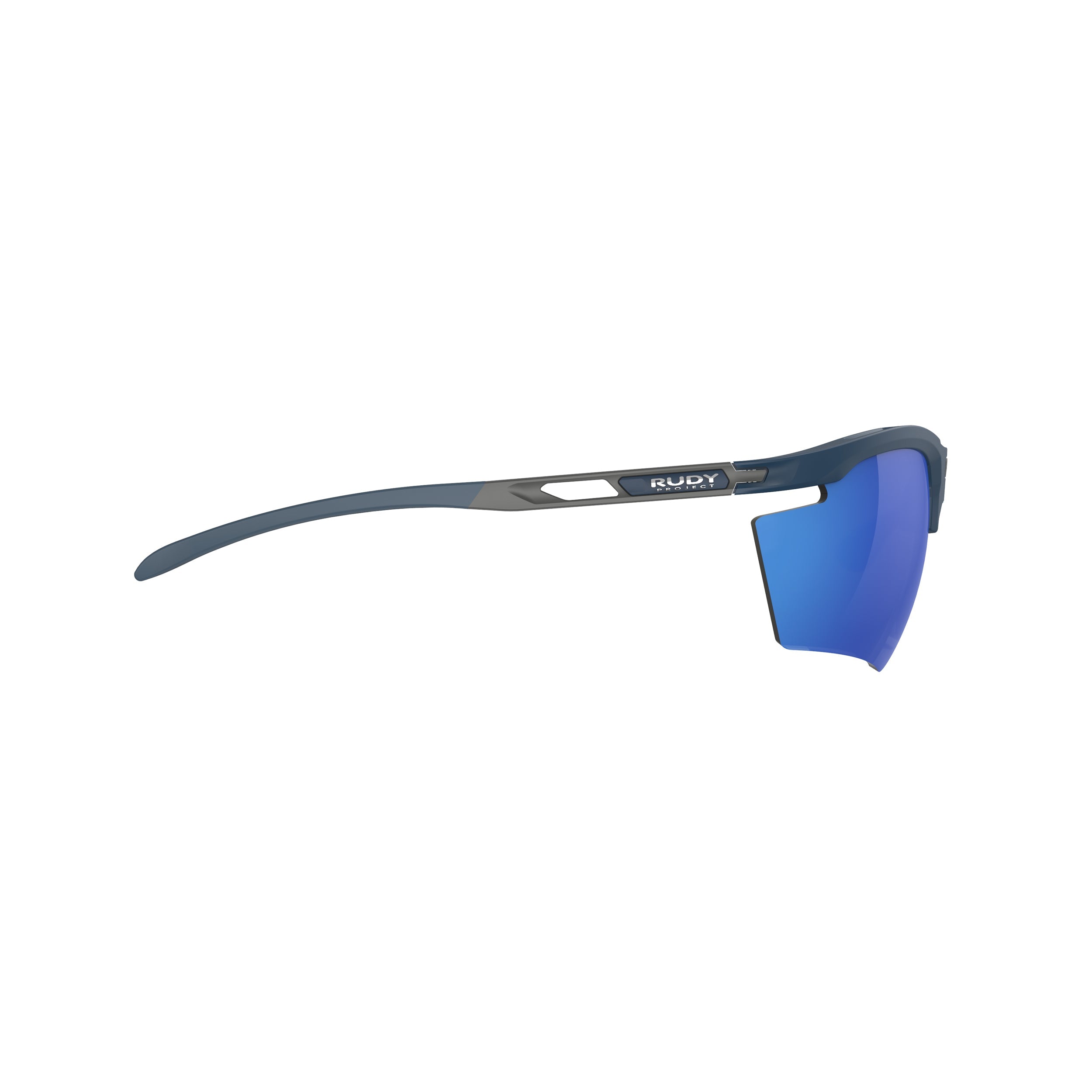 Rudy Project Magnus Blue Navy Matte mirrored multilaser blue hdr performance sunglasses – side view, opposite side