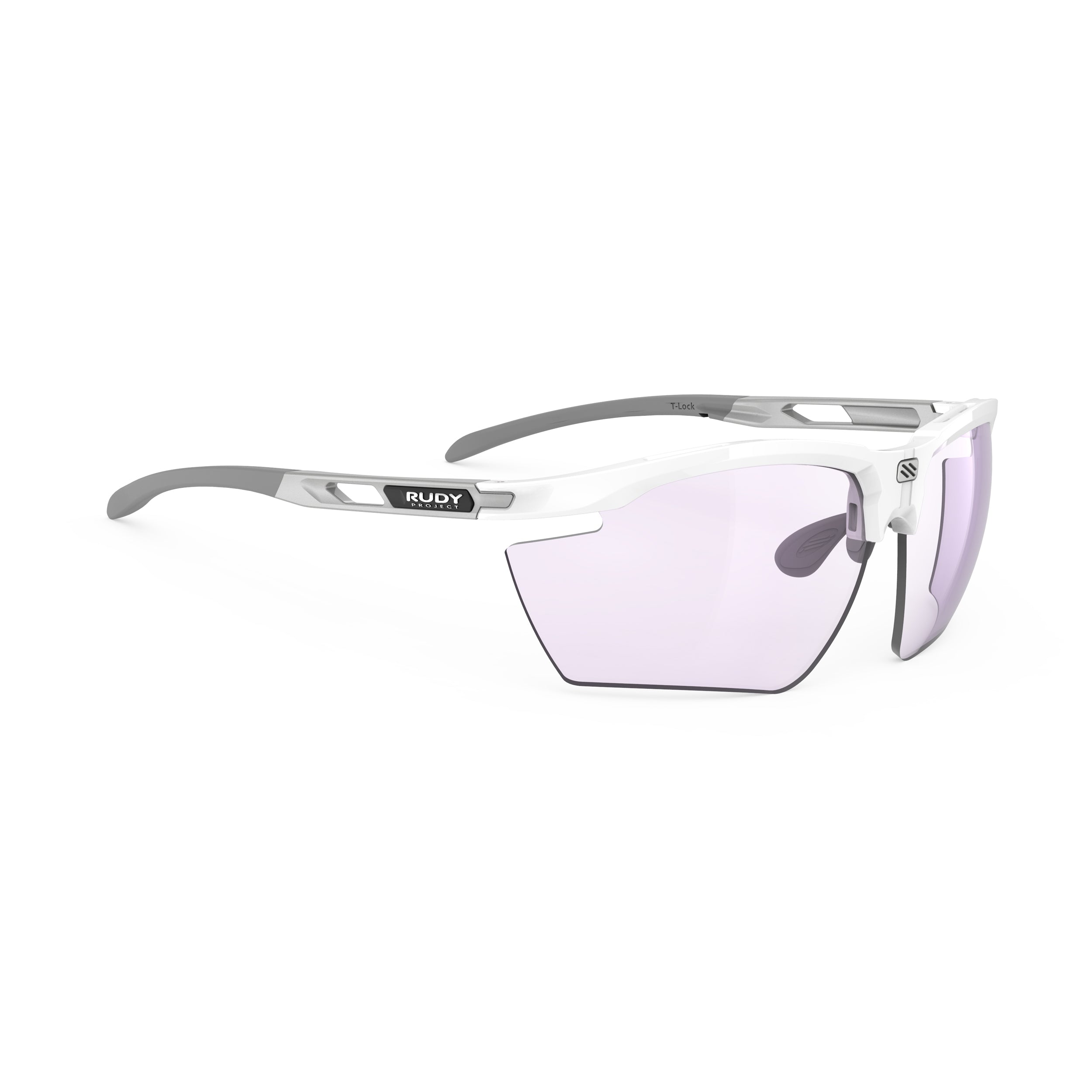 Rudy Project Magnus White Gloss photochromic laser purple hdr performance sunglasses – front view