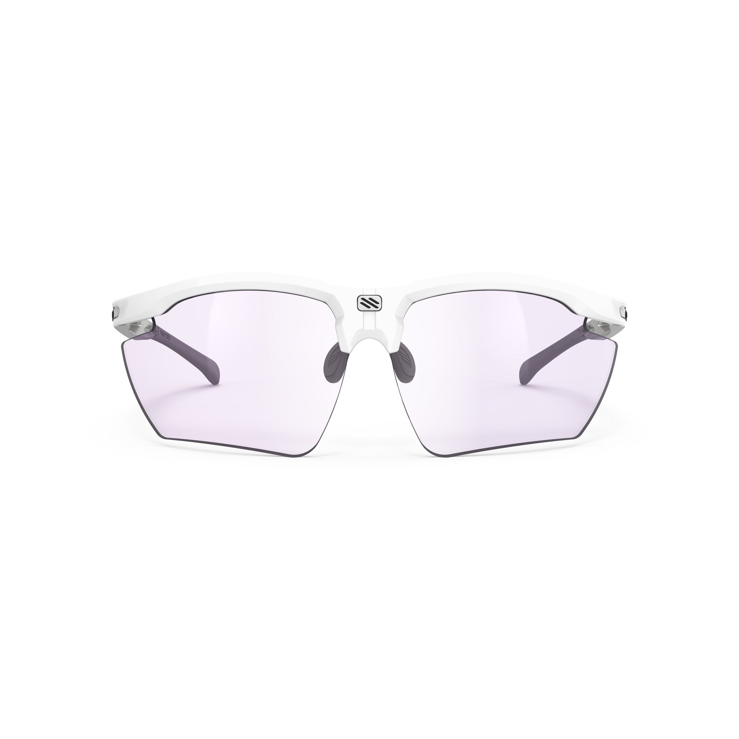 Rudy Project Magnus White Gloss photochromic laser purple hdr performance sunglasses – front view, alternate angle