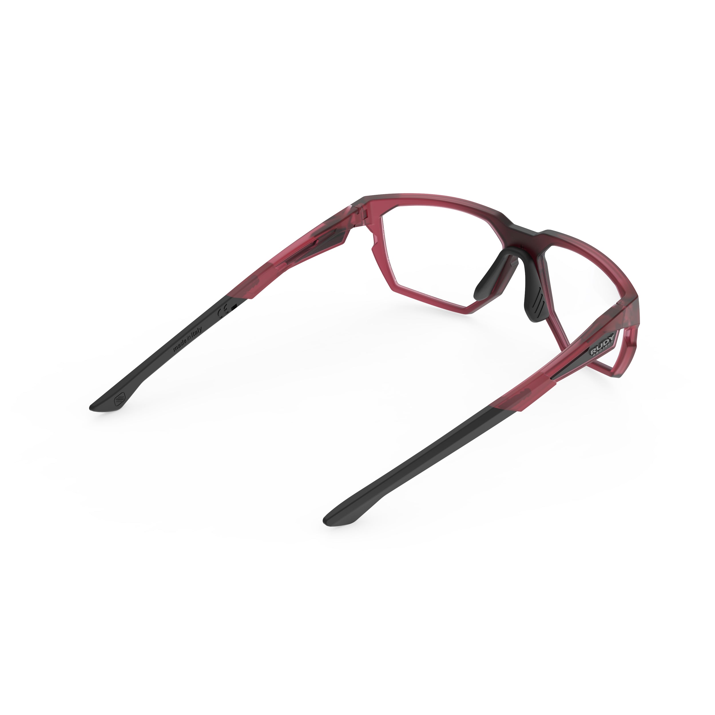 Rudy Project No Code Frozen Cherry Matte prescription sports glasses – rear view