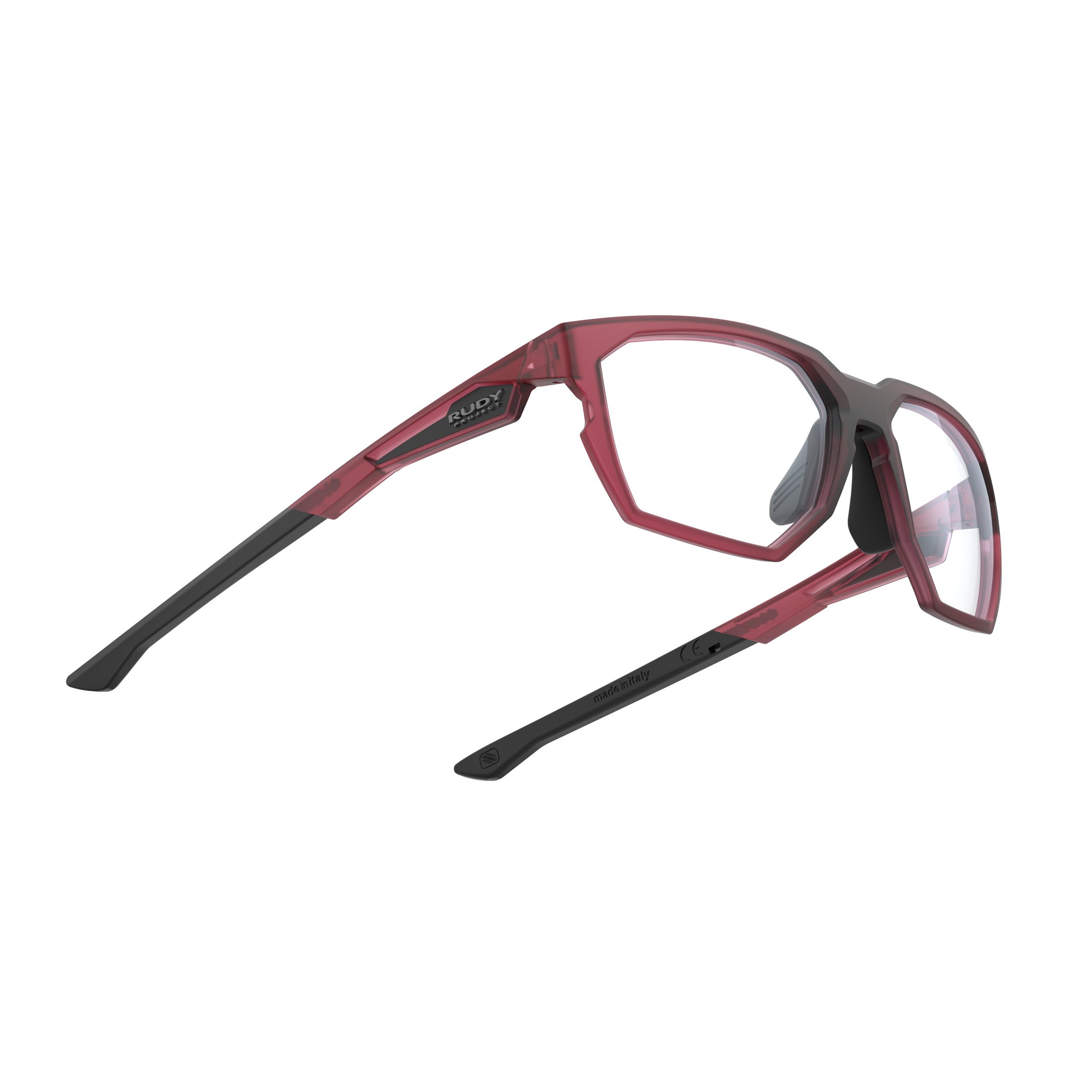 Rudy Project No Code Frozen Cherry Matte prescription sports glasses – side view