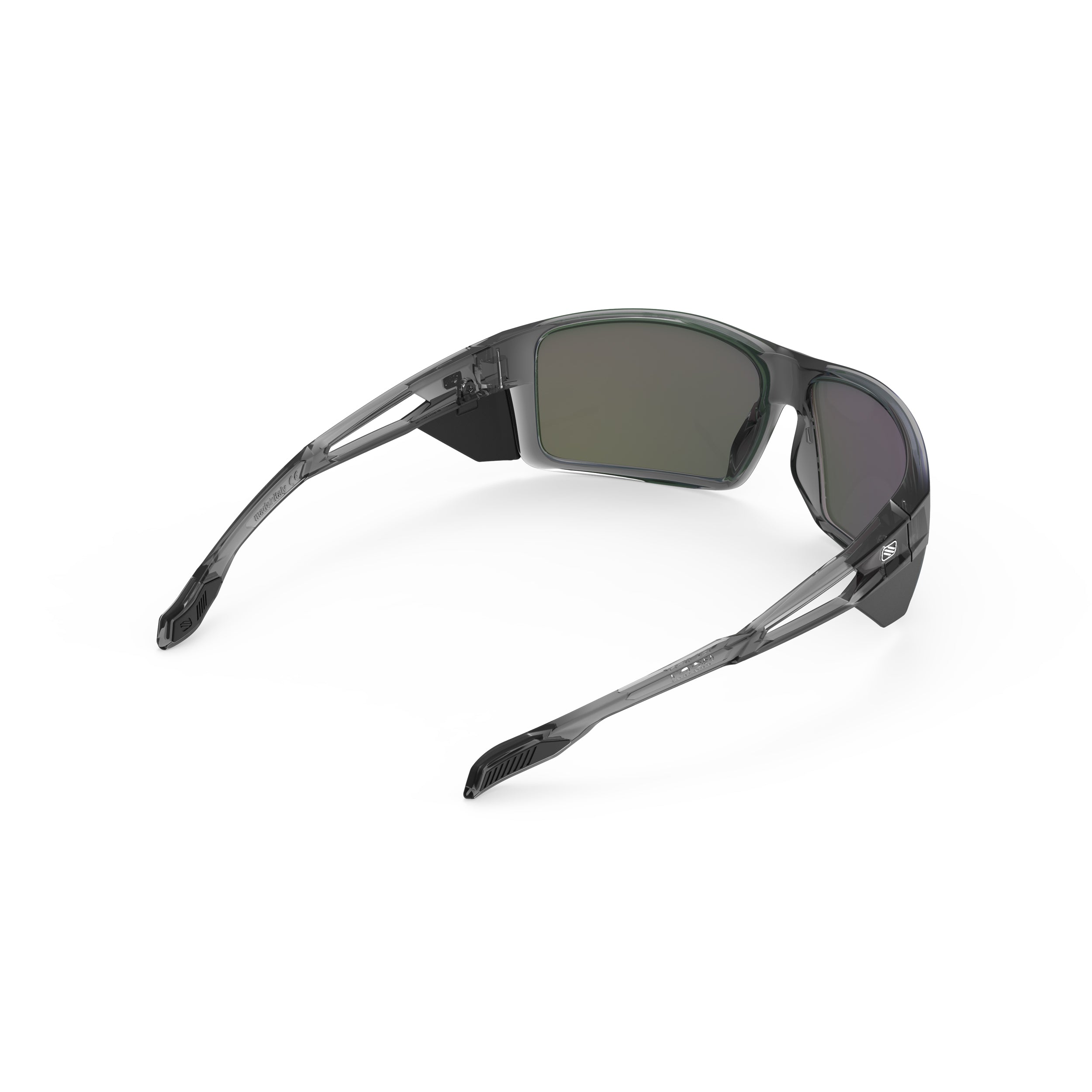 Rudy Project Nyad Crystal Ash mirrored multilaser green performance sunglasses – rear view