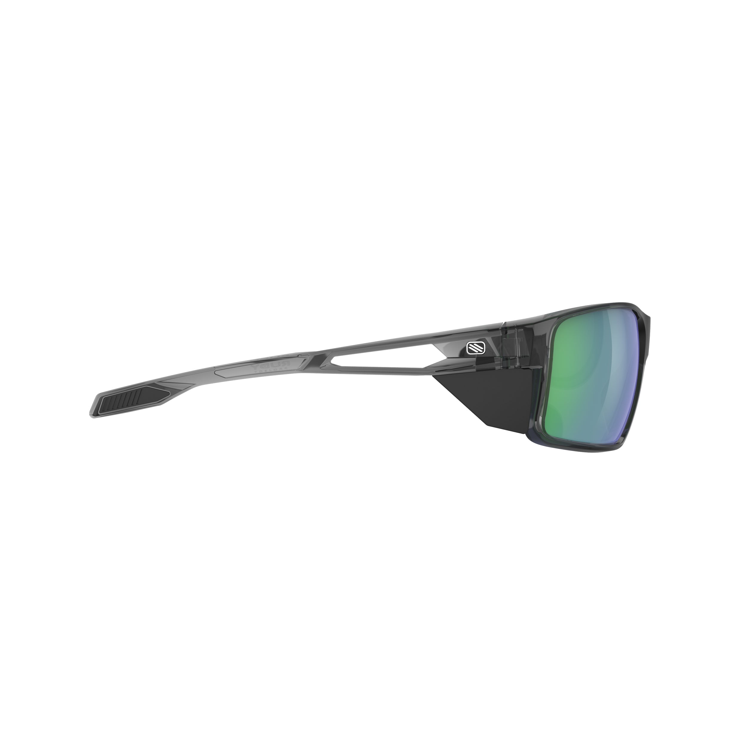 Rudy Project Nyad Crystal Ash mirrored multilaser green performance sunglasses – side view, opposite side