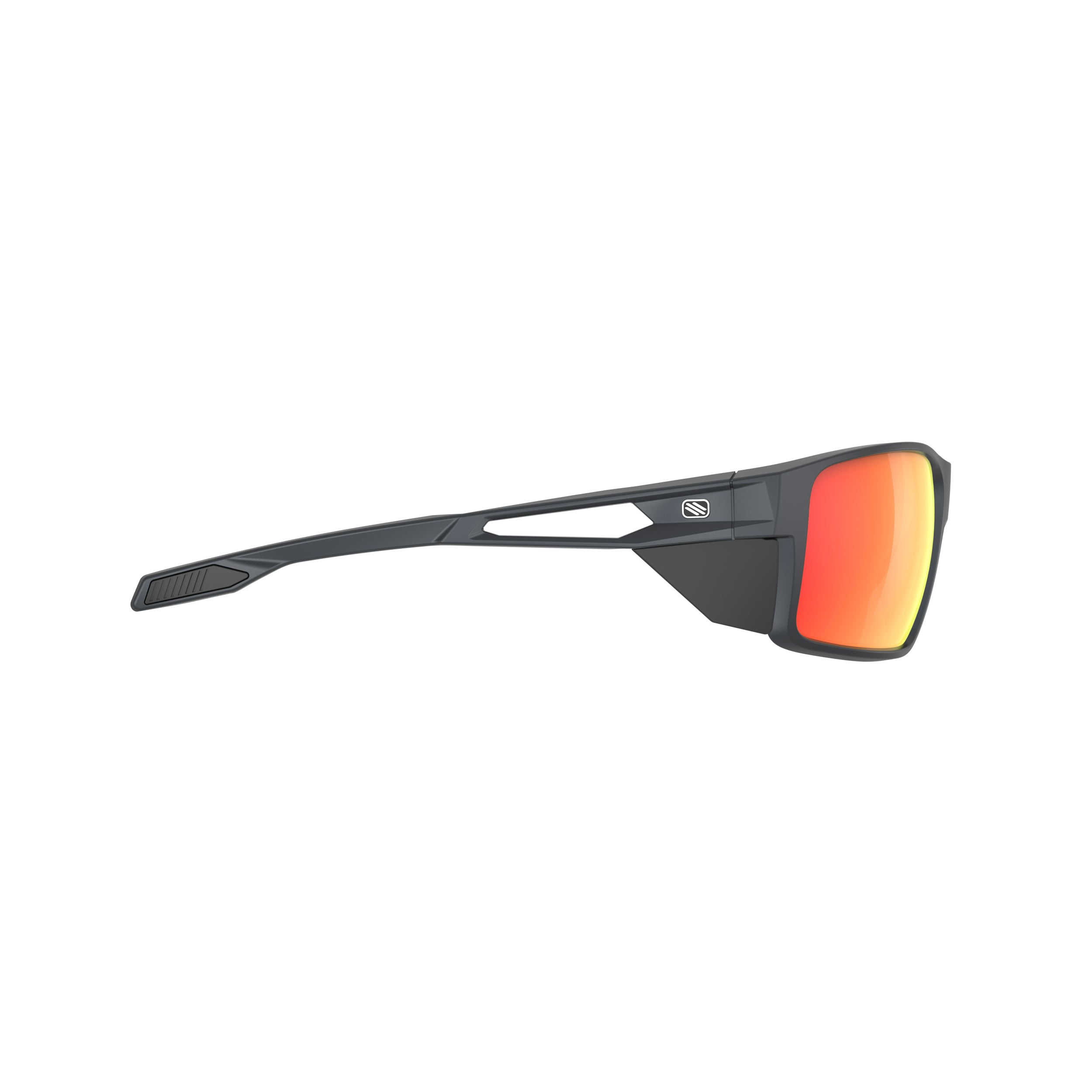 Rudy Project Nyad Metal Titanium Matte Mirrored Multilaser Orange Performance Sunglasses – side view, opposite side