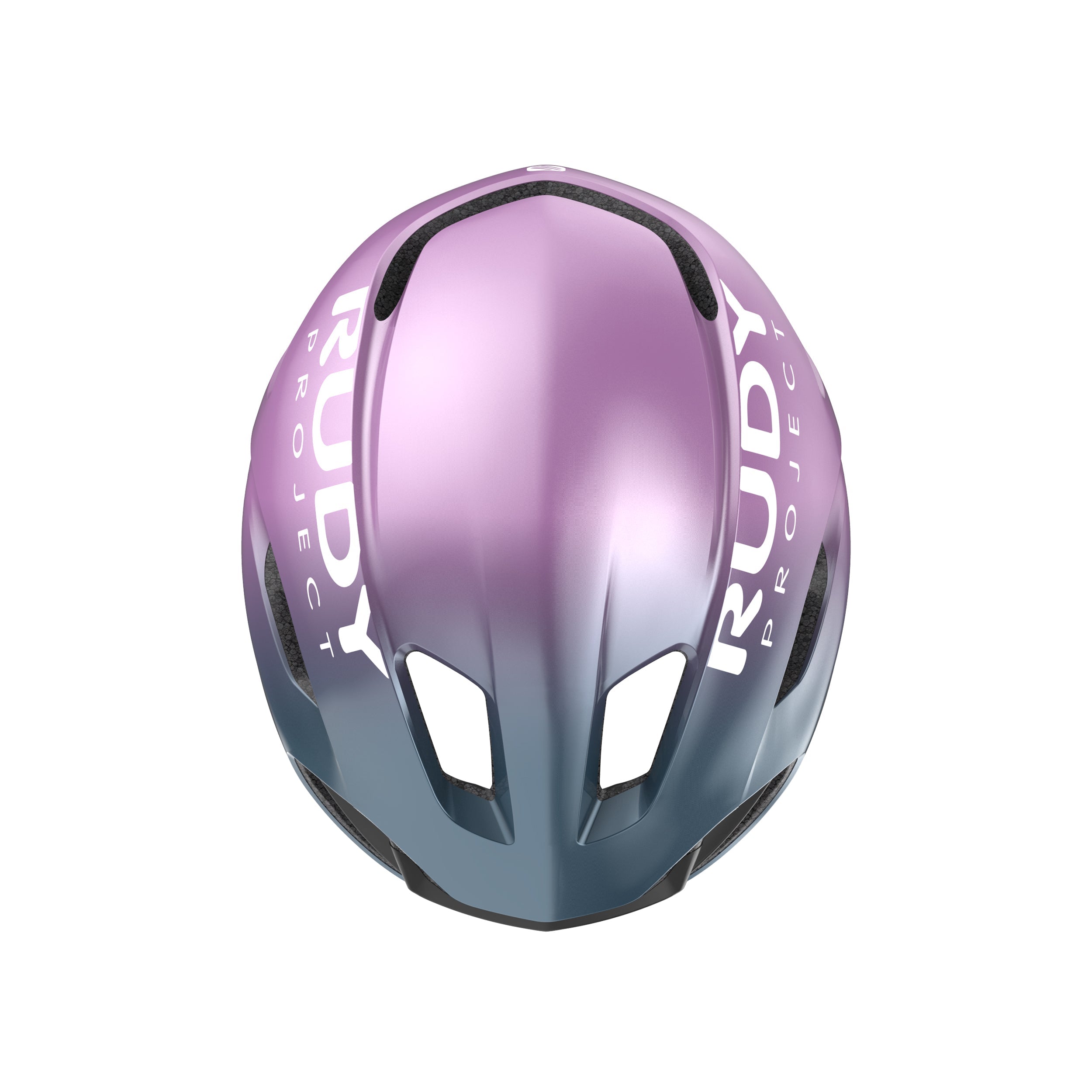 Rudy Project Nytron Nytron Lilac/Blue Avio Metal Shiny cycling helmet – rear view
