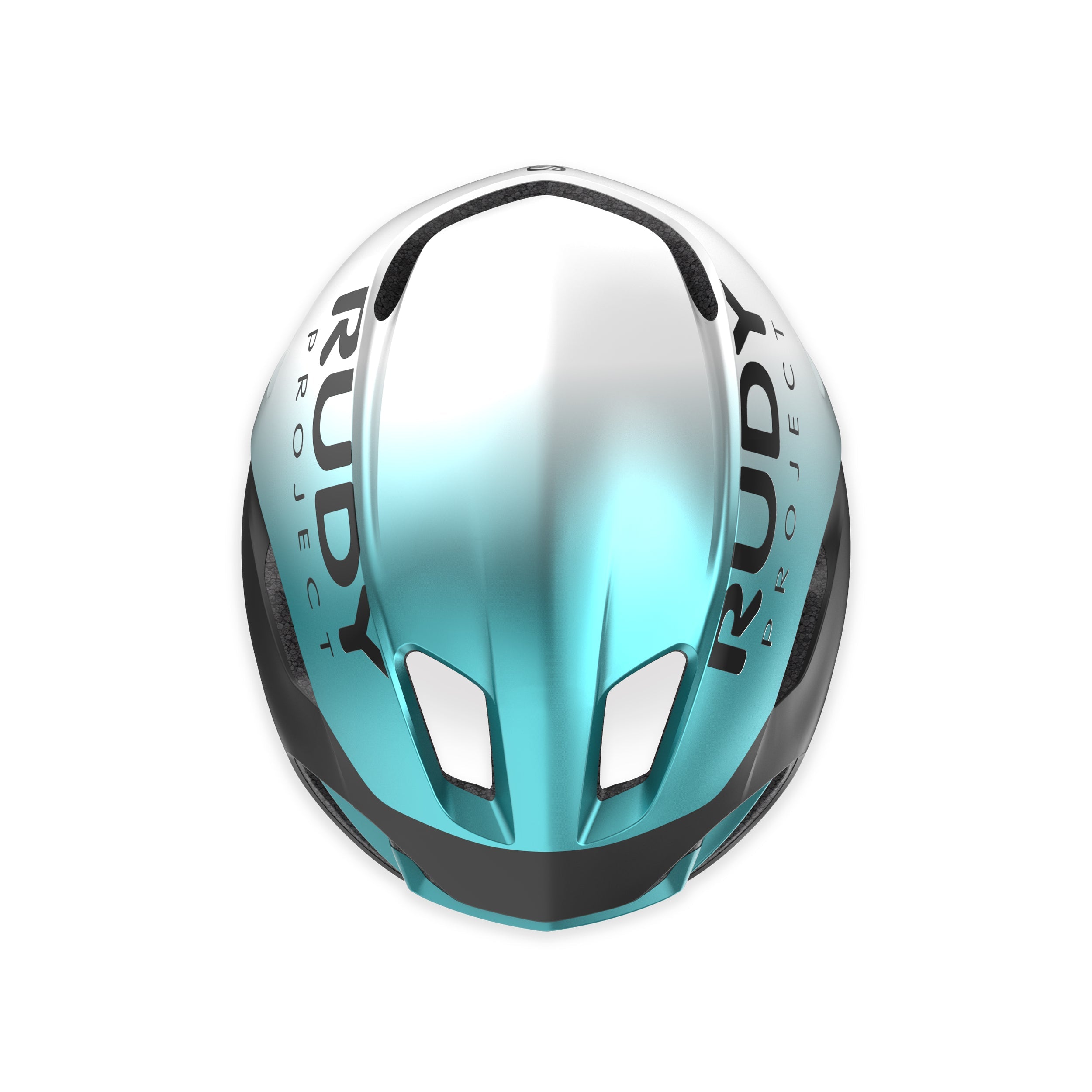 Rudy Project Nytron Pearl/Emerald/Black Metal Matte cycling helmet – rear view