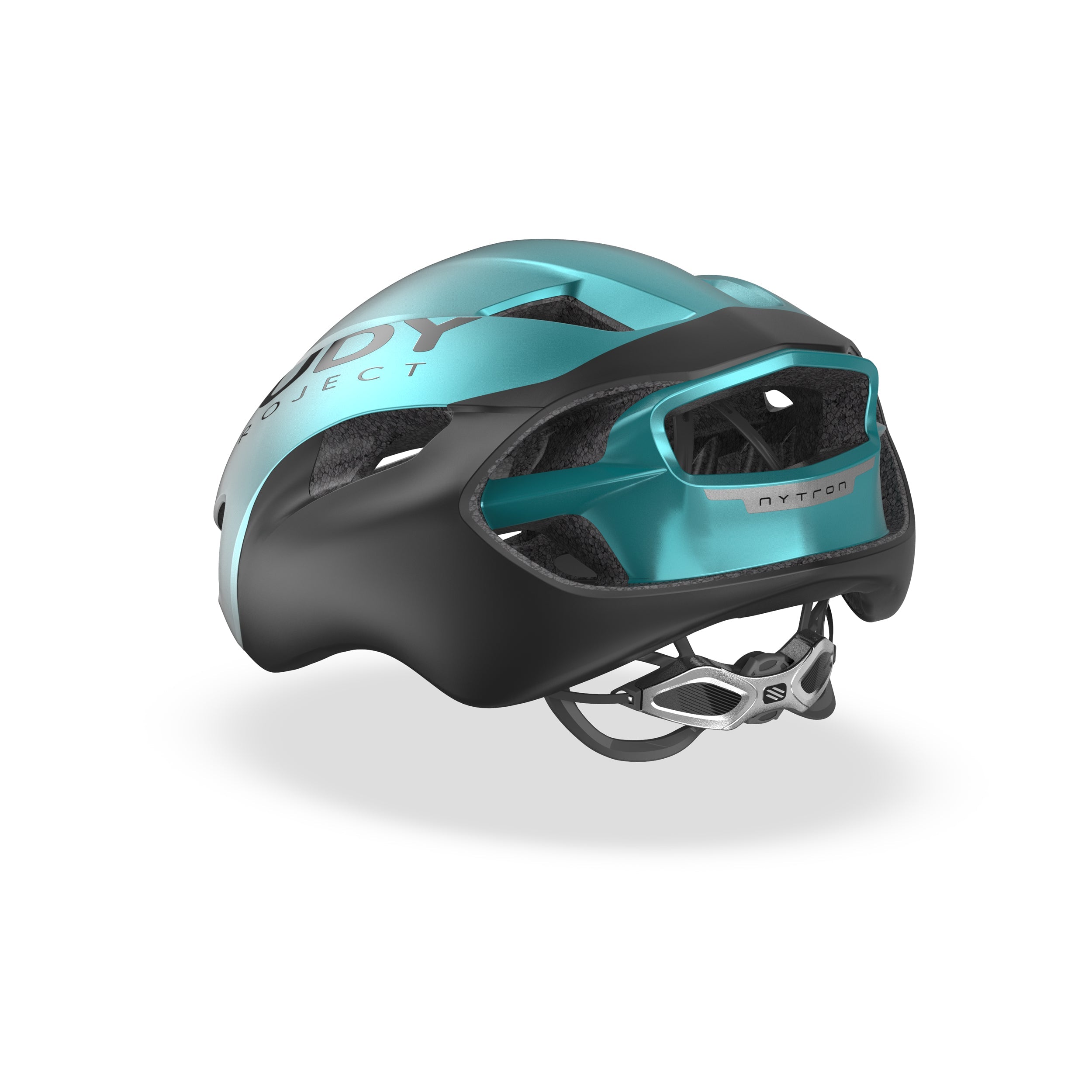 Rudy Project Nytron Pearl/Emerald/Black Metal Matte cycling helmet – side view, opposite side