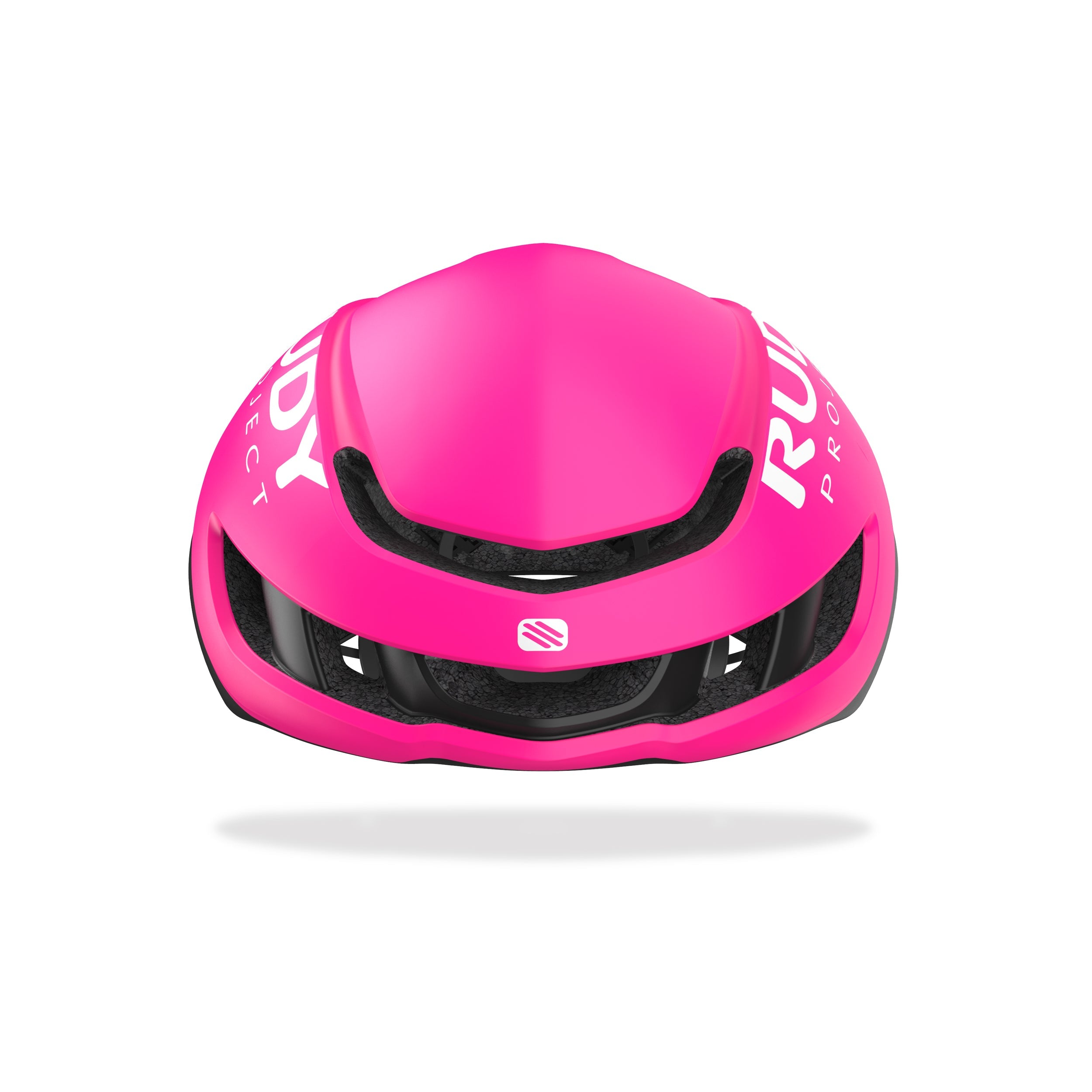 Rudy Project Nytron Pink Fluo/Black Matte cycling helmet – front view, alternate angle
