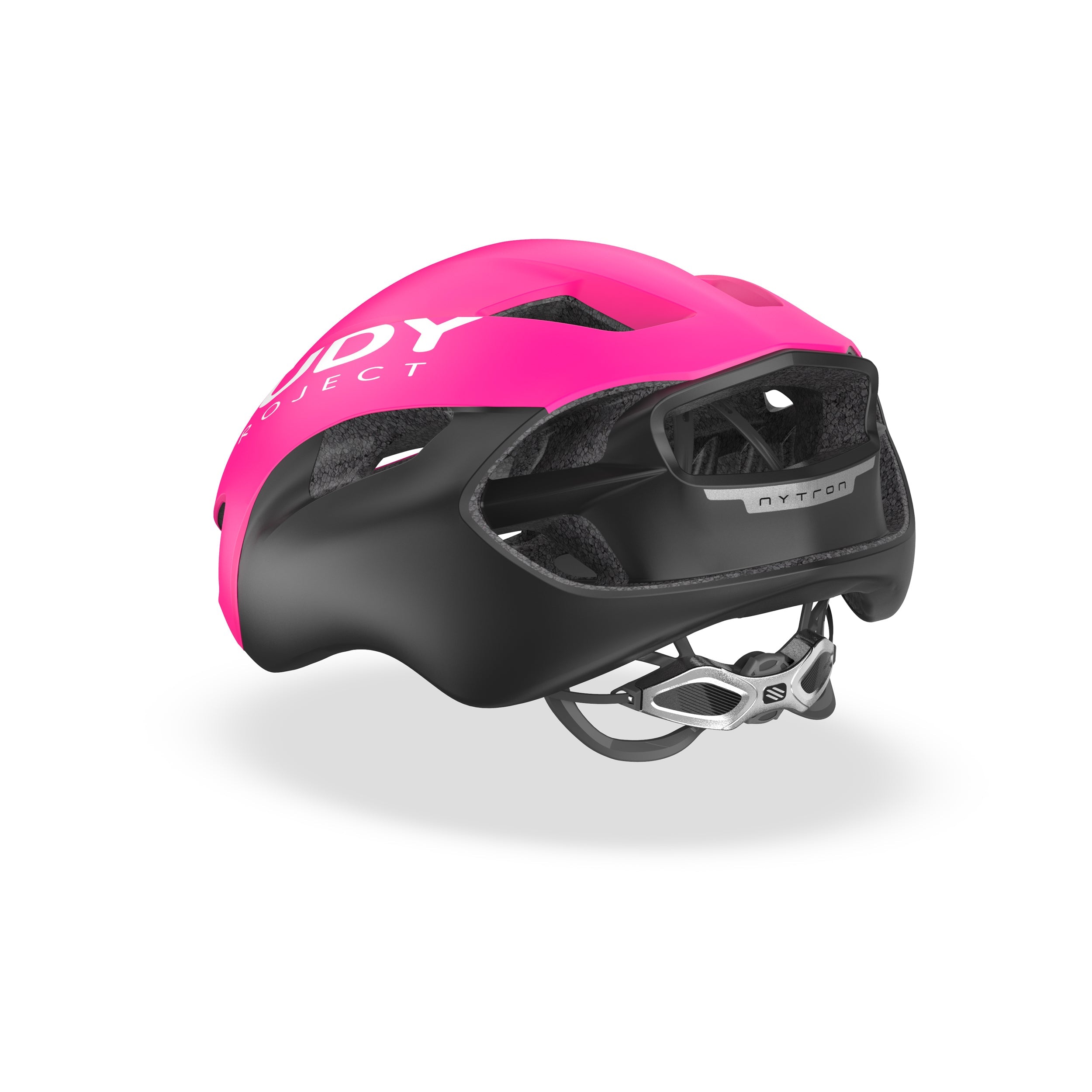 Rudy Project Nytron Pink Fluo/Black Matte cycling helmet – side view, opposite side